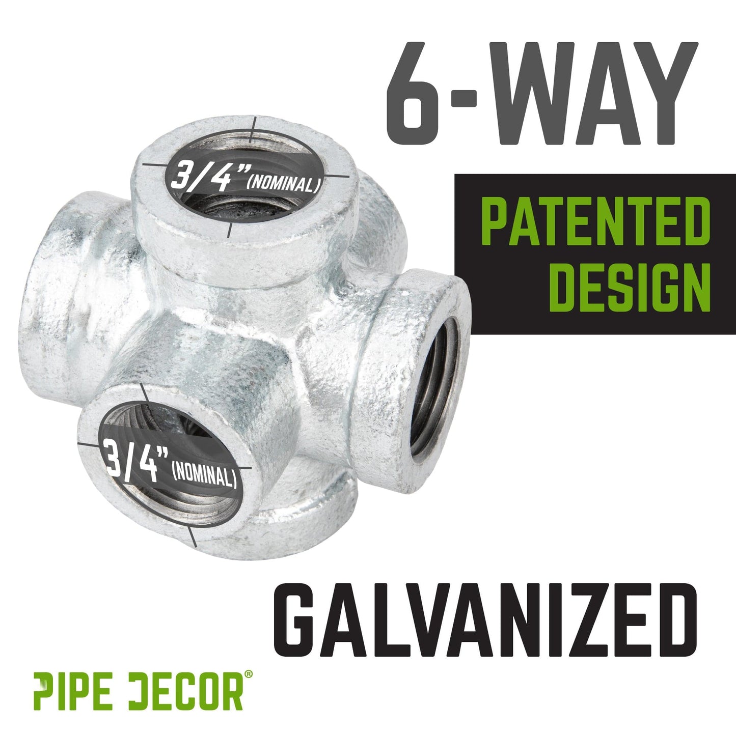 3/4 in. Galvanized 6-Way Fitting