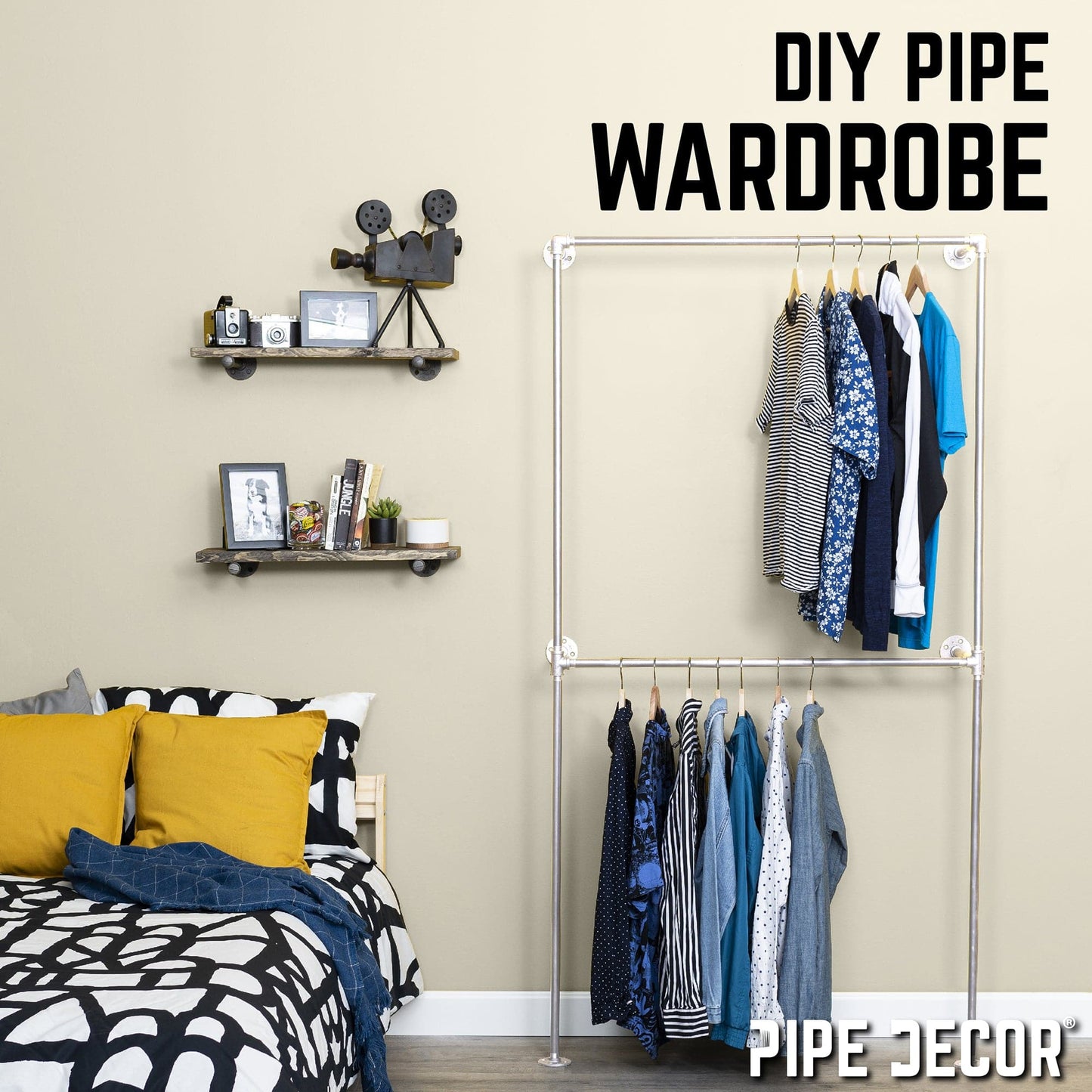 Galvanized Wall Mounted Double Hung Clothing Rack