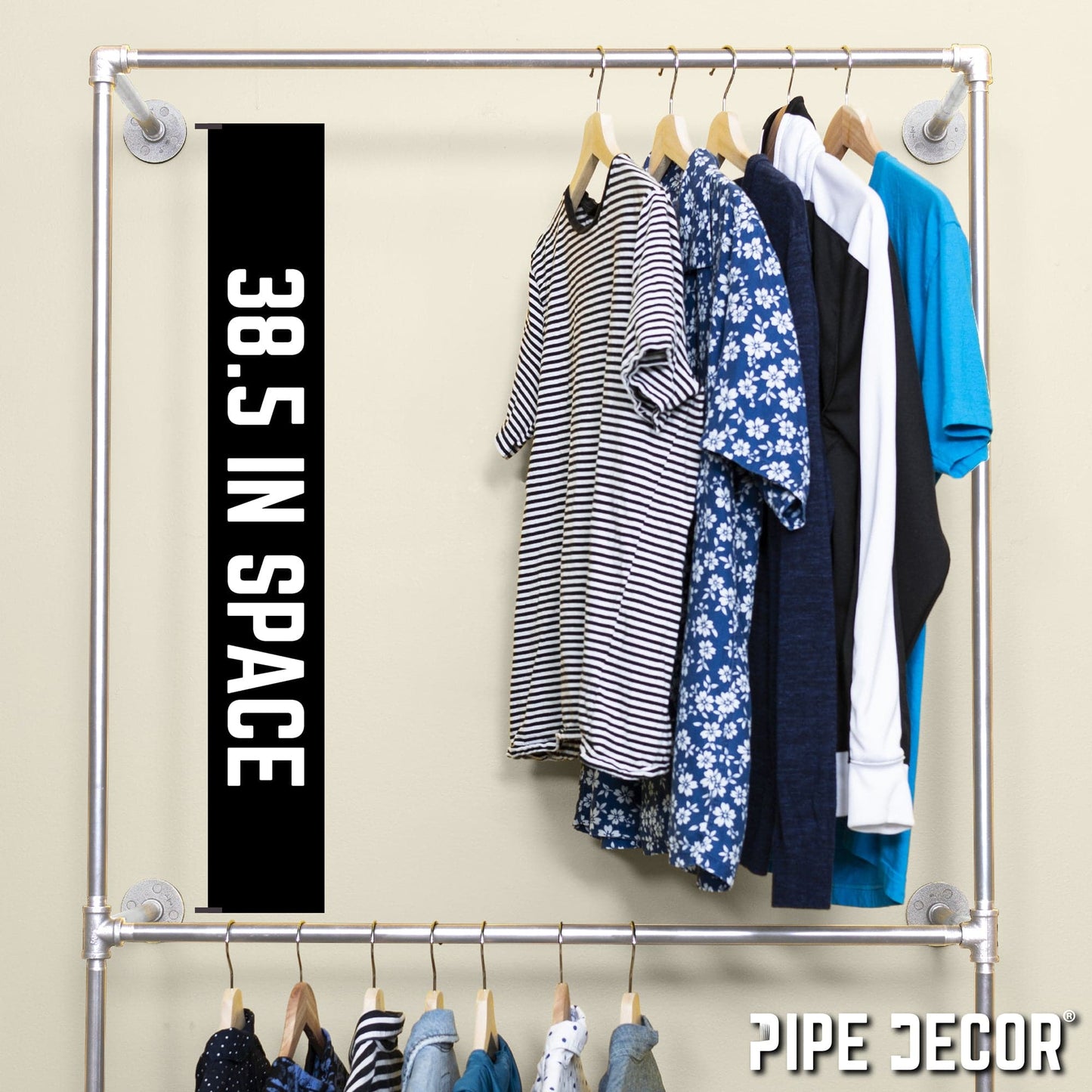 Galvanized Wall Mounted Double Hung Clothing Rack