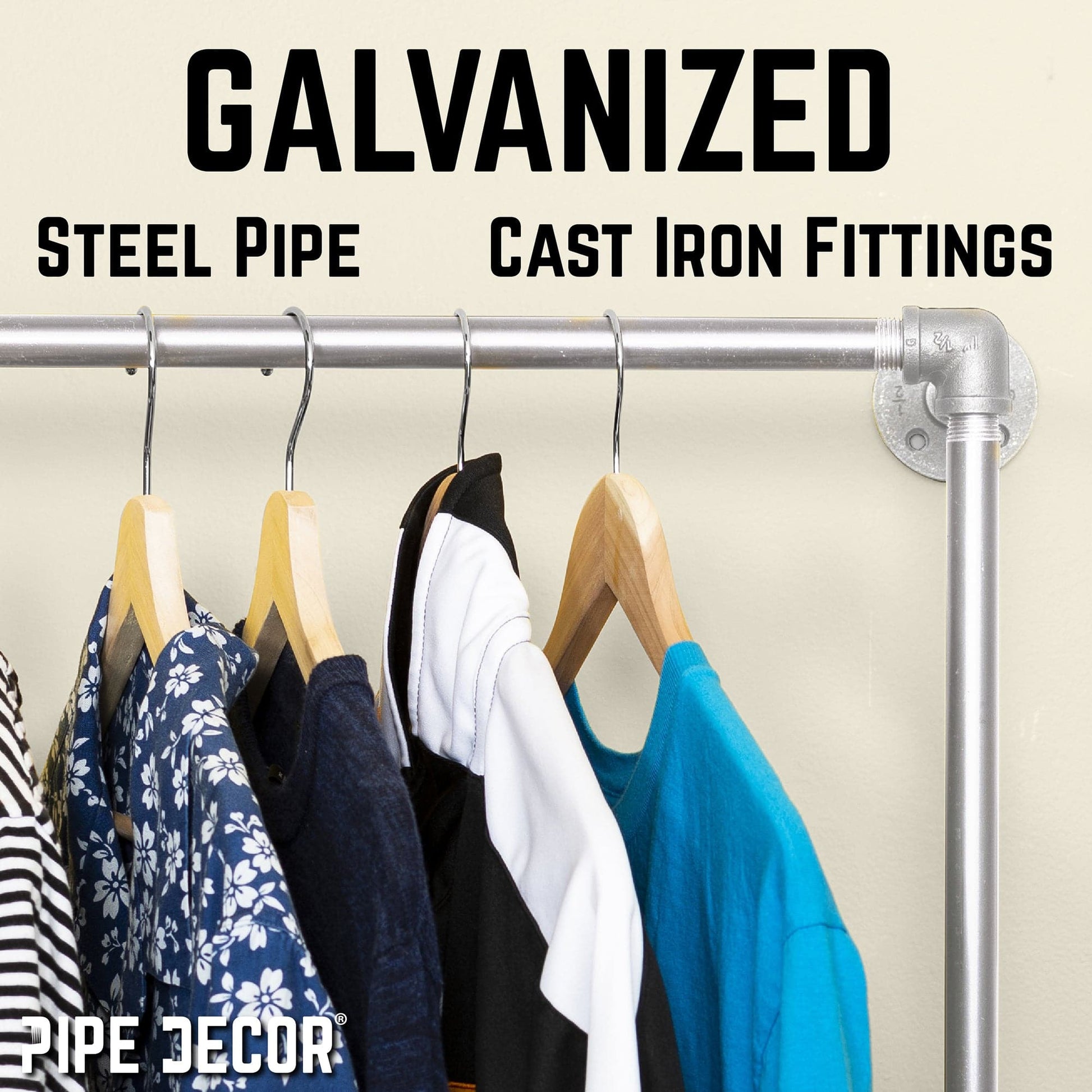 Galvanized Wall Mounted Double Hung Clothing Rack