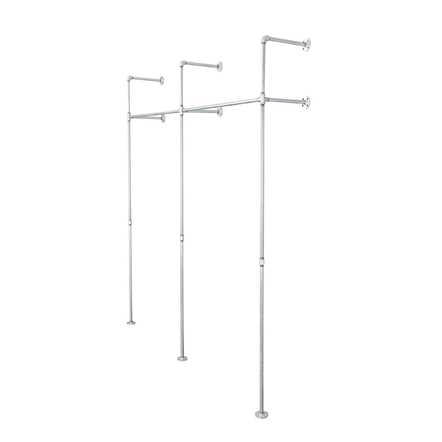 76.375 in. Galvanized Wall Mounted Clothing Rack, Double