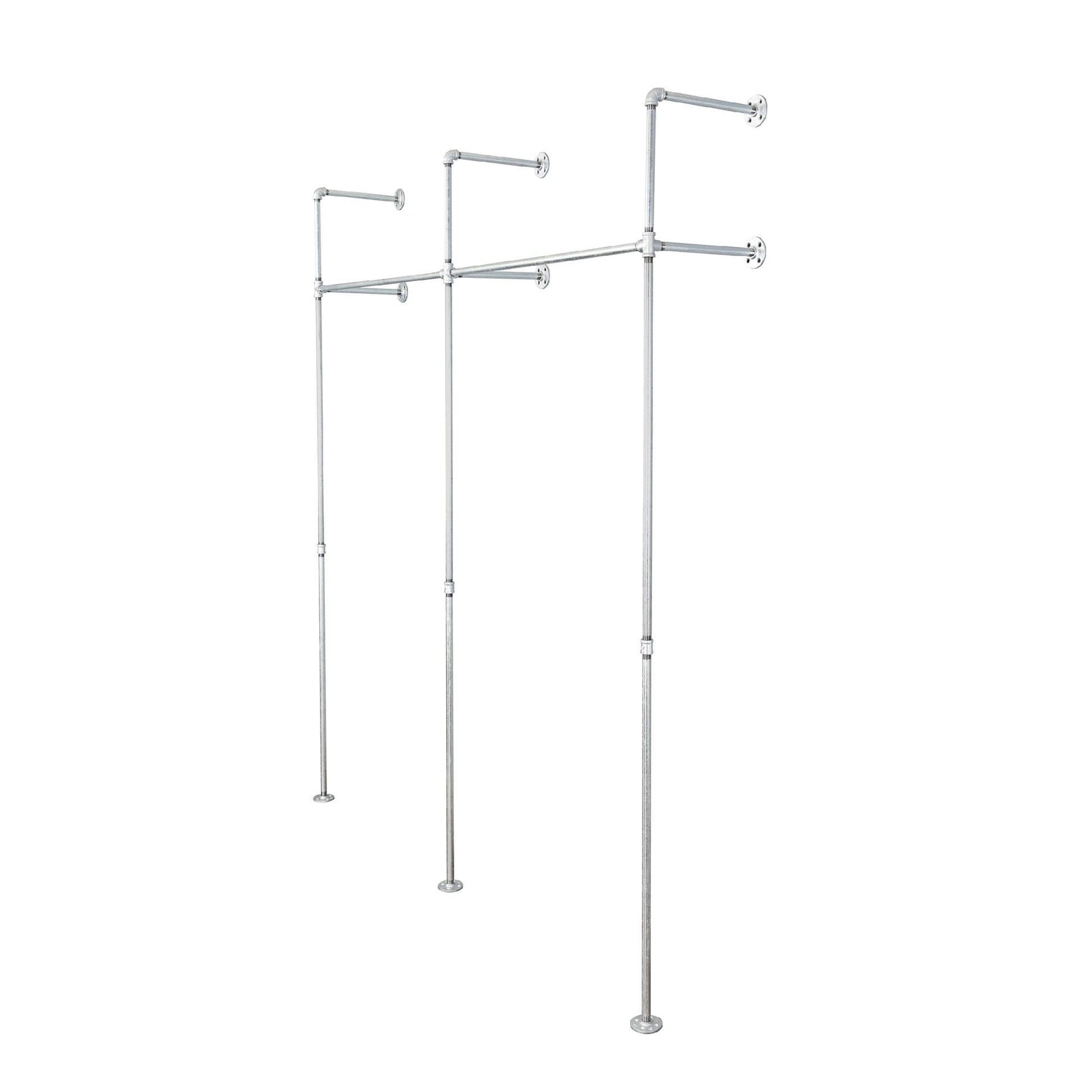 76.375 in. Galvanized Wall Mounted Clothing Rack, Double