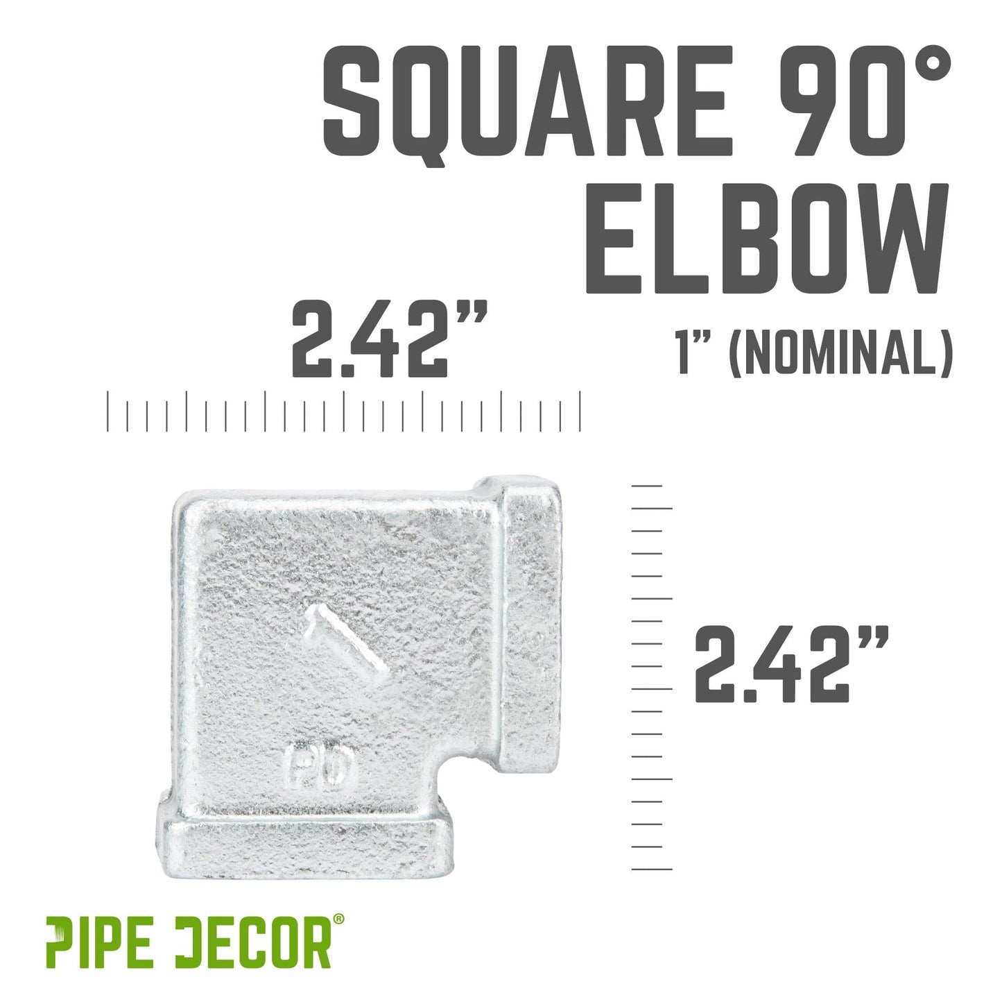 1 in. Galvanized Square 90 Degree Elbow