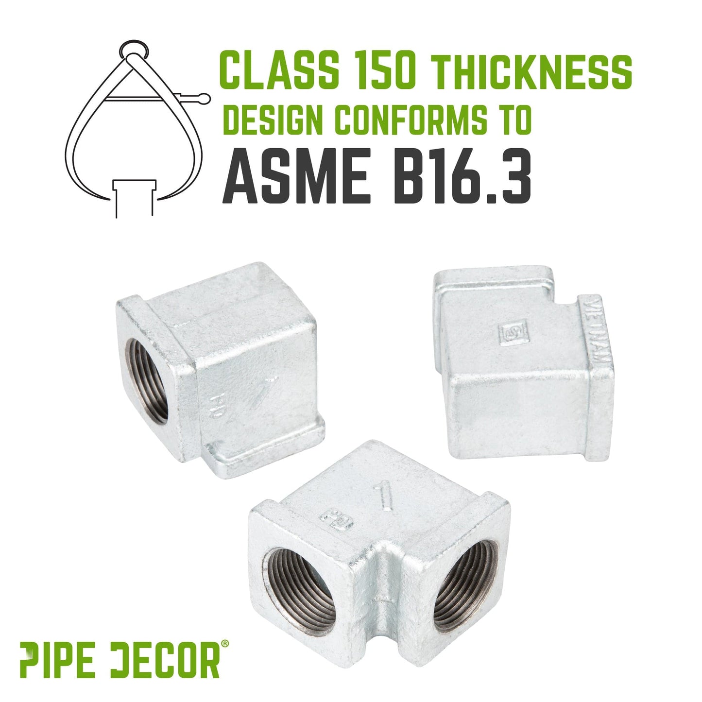 1 in. Galvanized Square 90 Degree Elbow