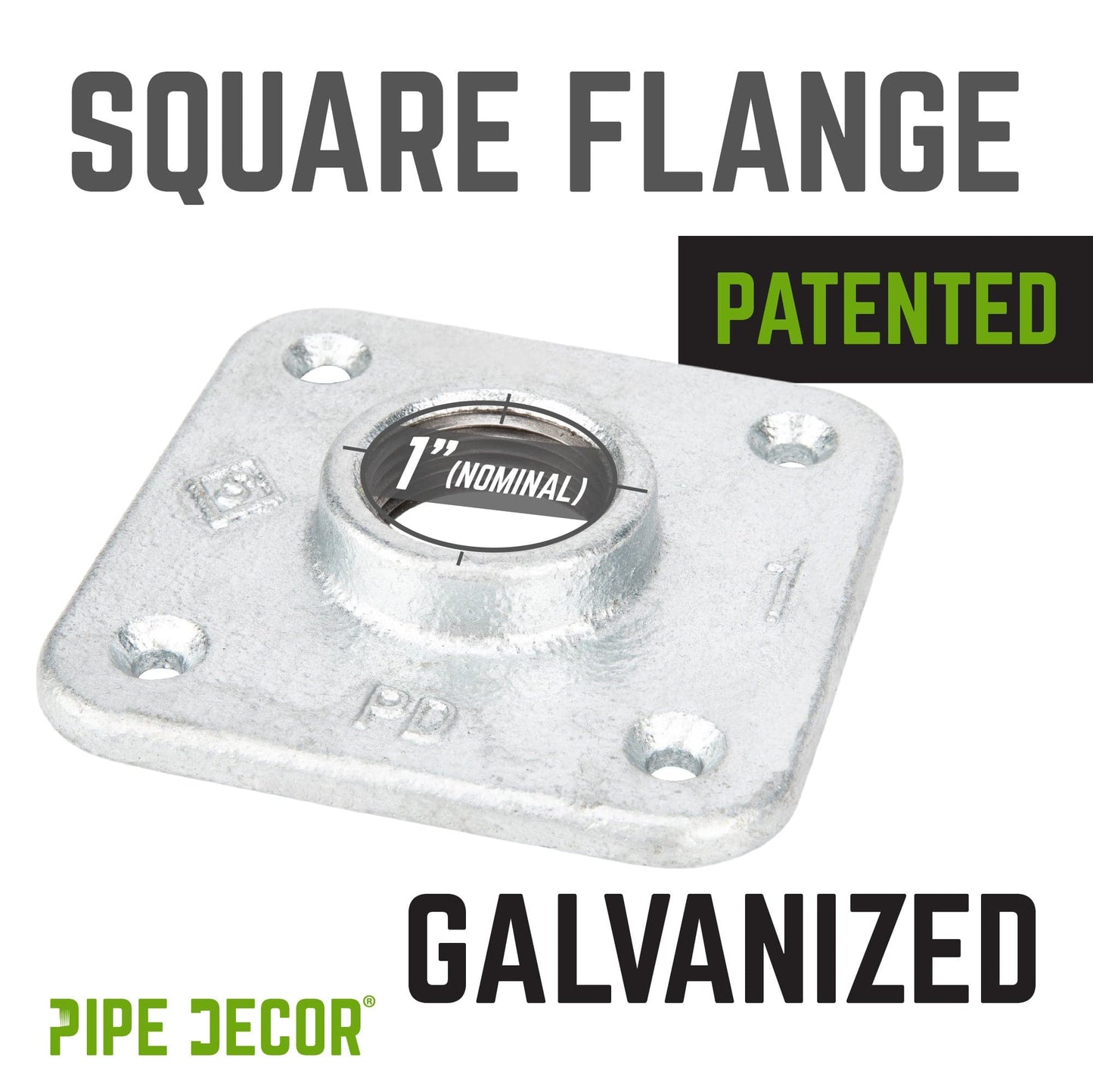 1 in. Galvanized Square Floor Flange
