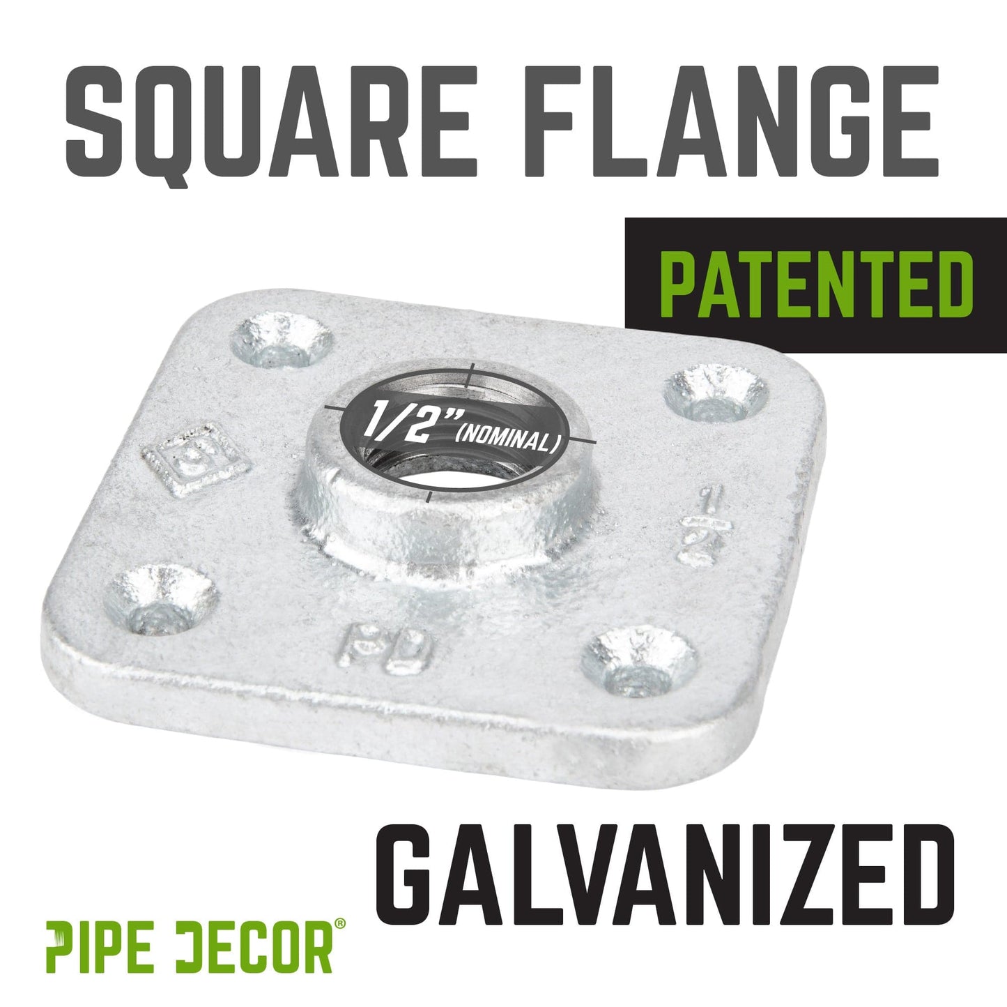 1/2 in. Galvanized Square Floor Flange