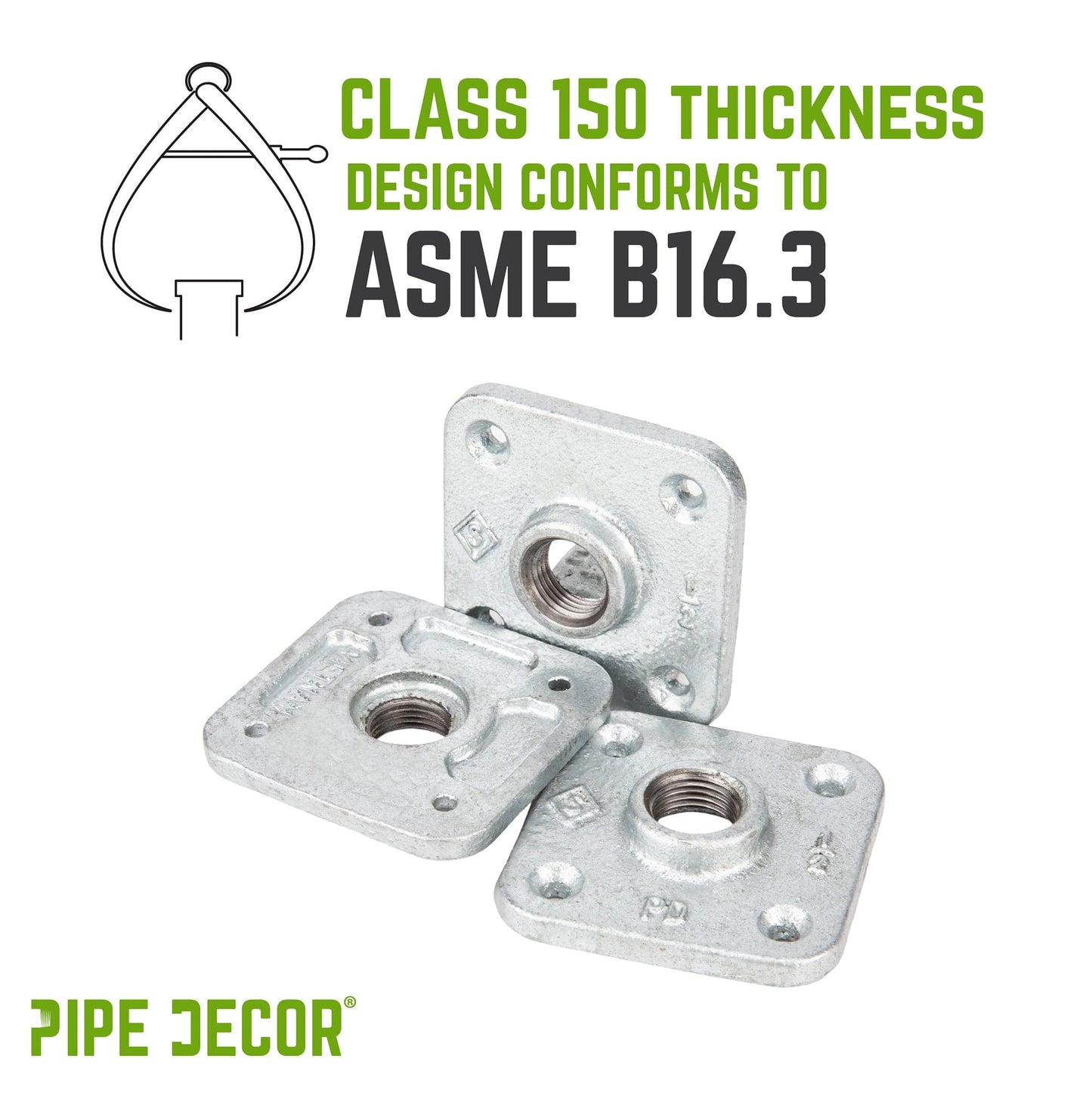 1/2 in. Galvanized Square Floor Flange