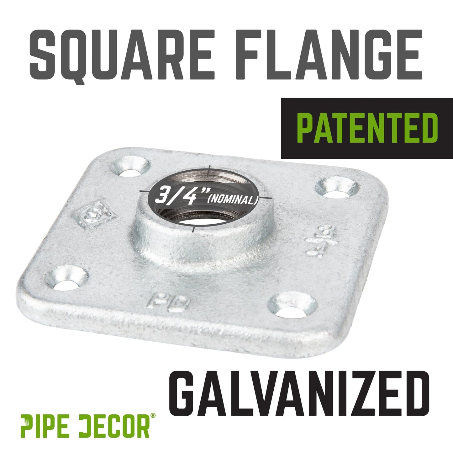 3/4 in. Galvanized Square Floor Flange