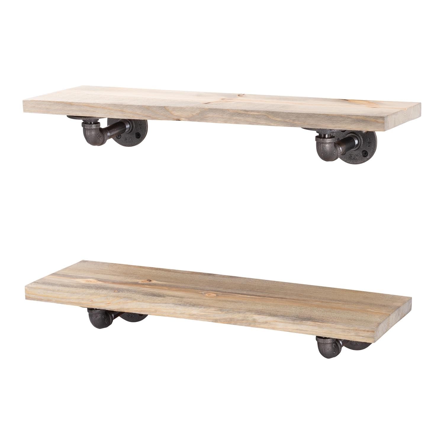 RESTORE Driftwood Tan 24 in. Shelves with L-Shaped Brackets