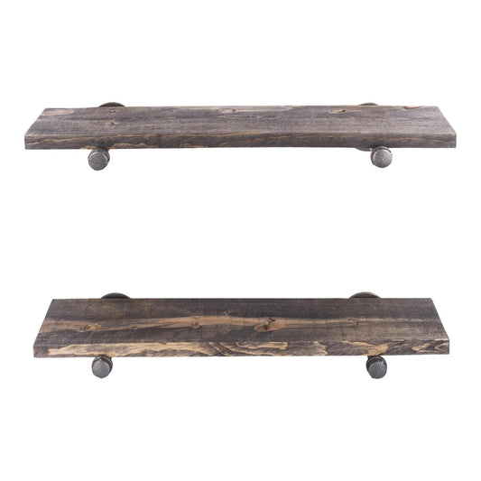 RESTORE Boulder Black 24 in. Shelves with Straight Brackets