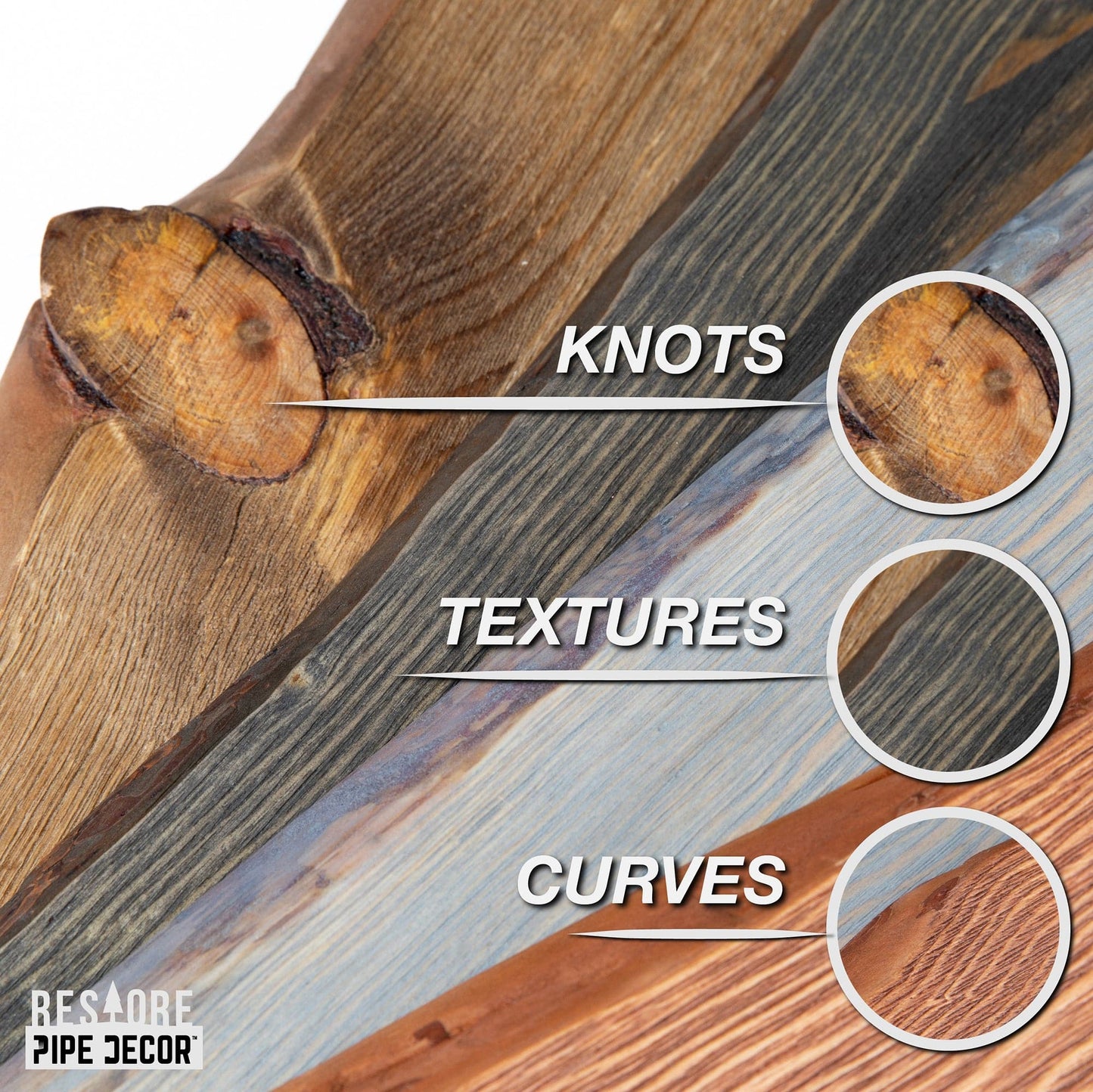 36” Sunset Cedar Live Edge Wood Shelf with L-Shaped Pipe Brackets (2-Pack)