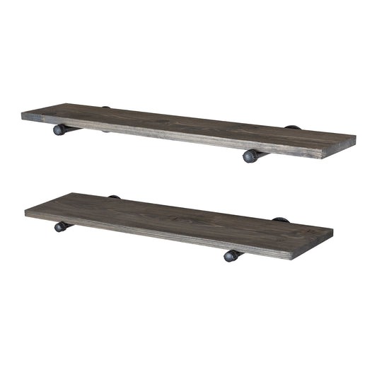 RESTORE Boulder Black 36 in. Shelves with Noir Pre-finished Straight Brackets