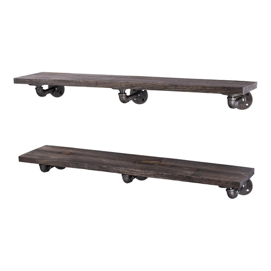 RESTORE Boulder Black 36 in. Shelves with L-Shaped Brackets