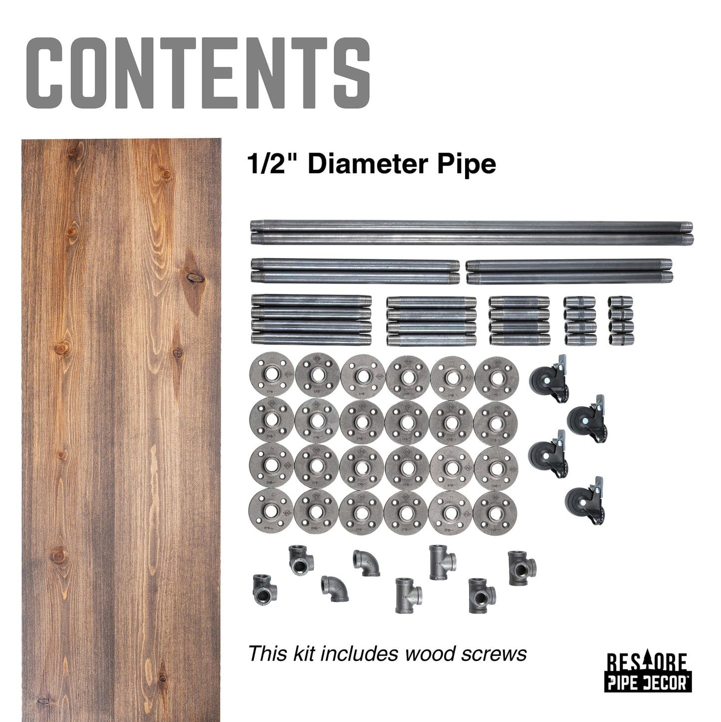 Three-tier Wood Shelf Industrial Bar Cart with Locking Wheels, Trail Brown