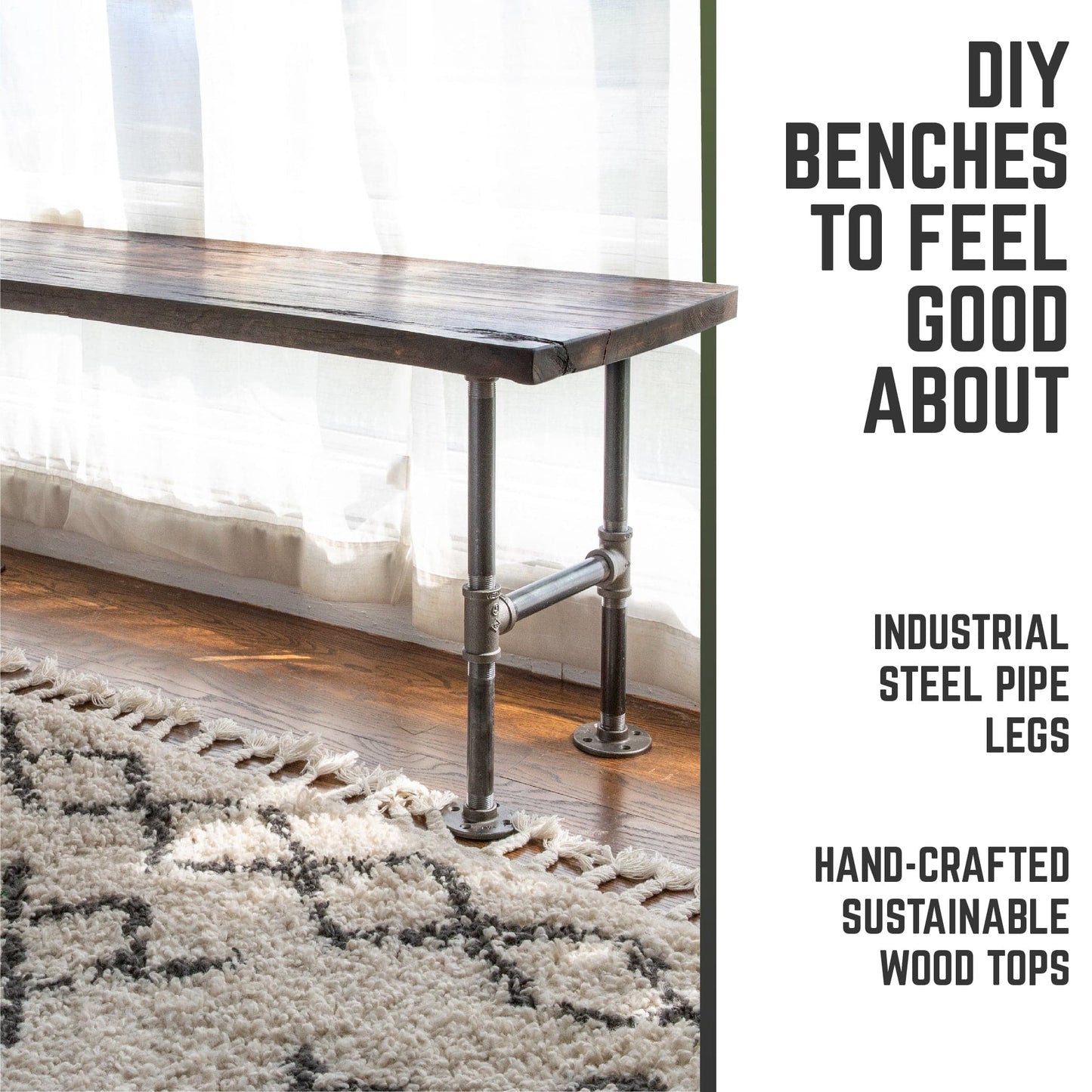 RESTORE Trail Brown Solid Live Edge Wood Accent Bench