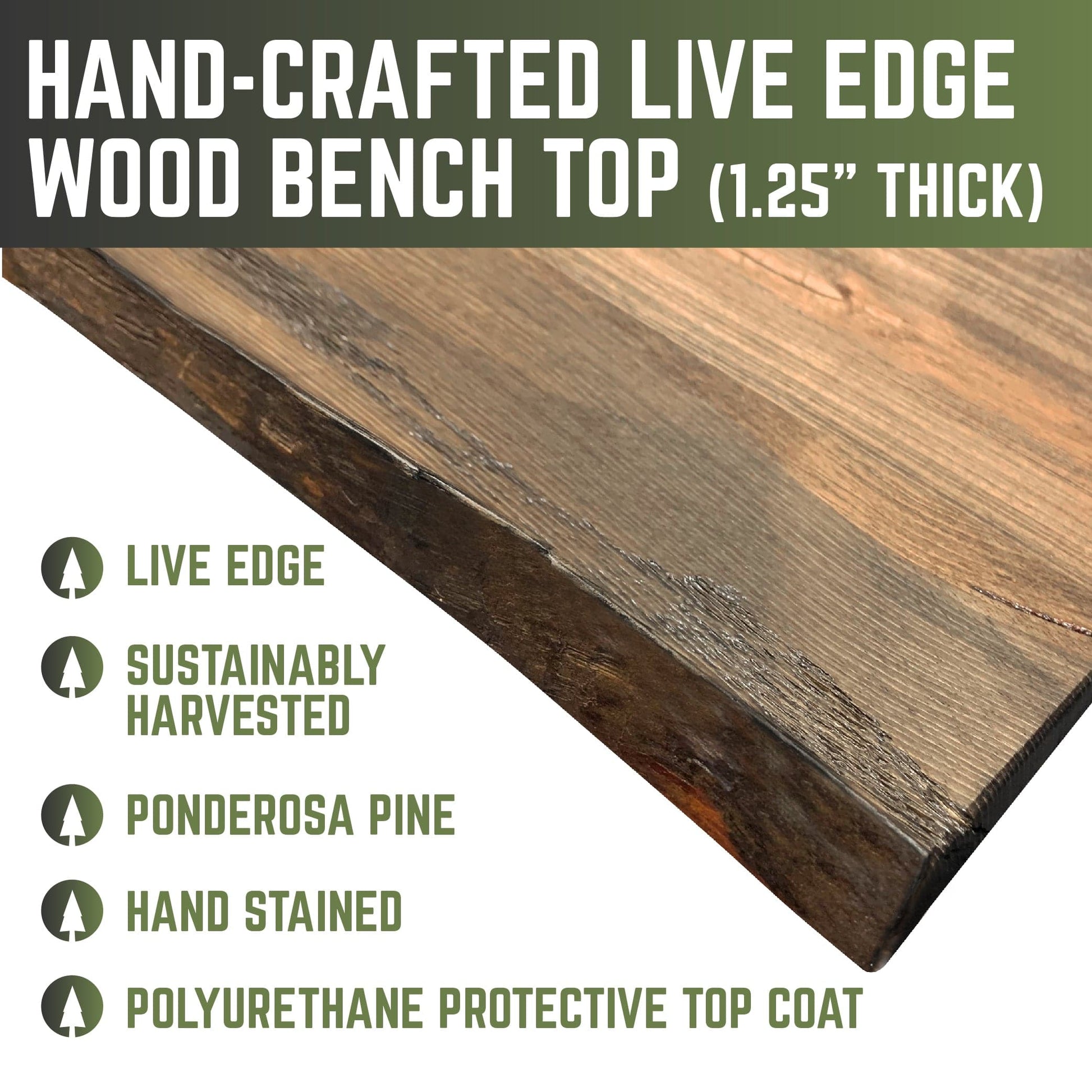 RESTORE Trail Brown Solid Live Edge Wood Accent Bench