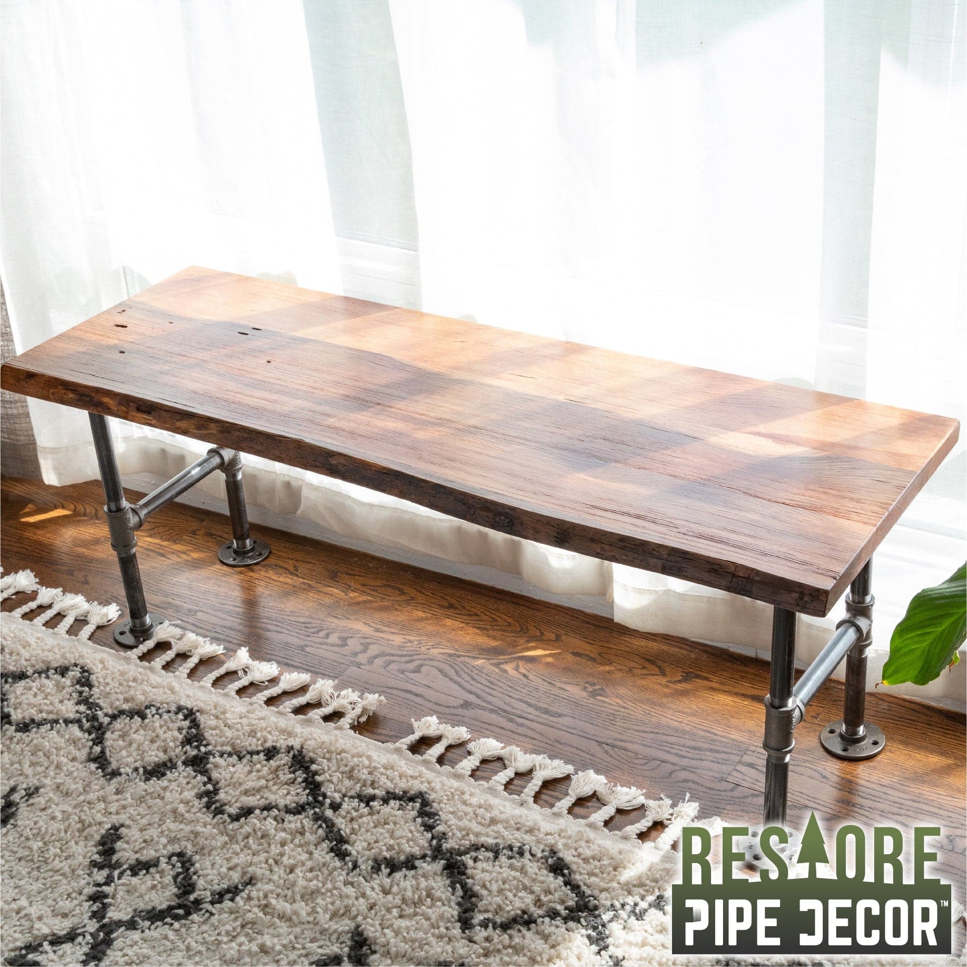 RESTORE Sunset Cedar Solid Live Edge Wood Accent Bench
