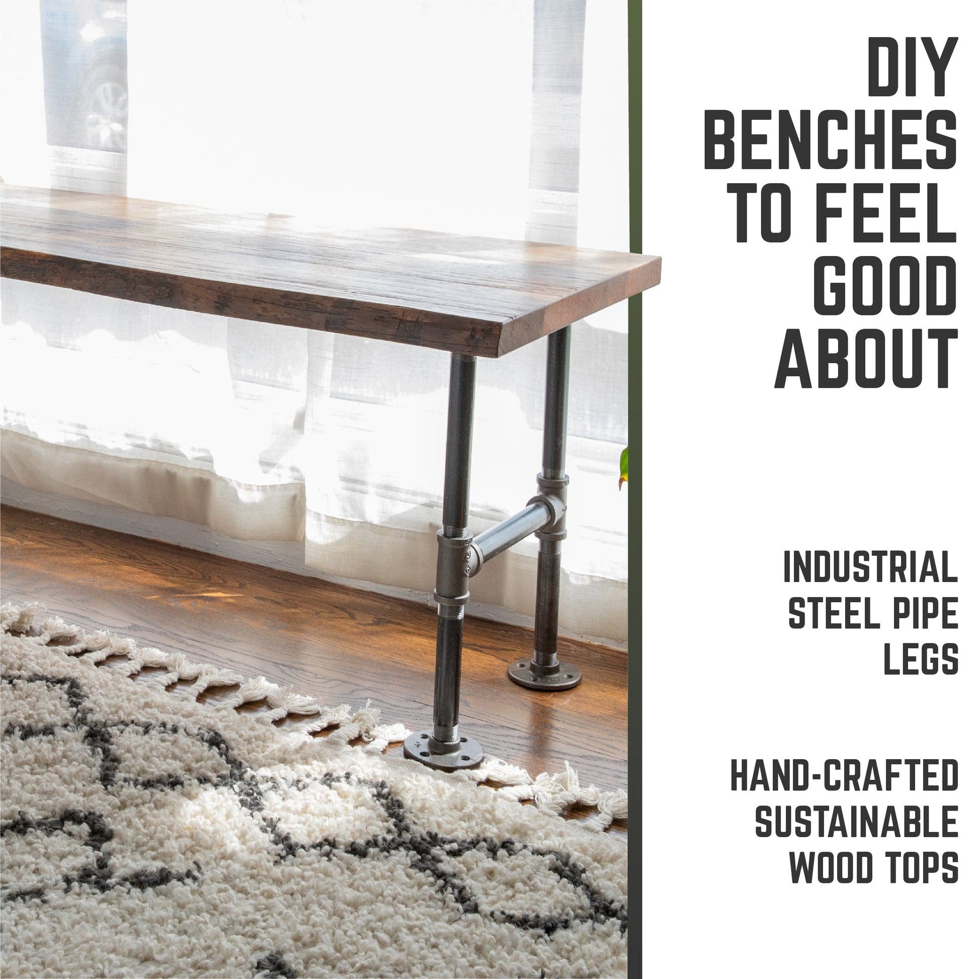 RESTORE Sunset Cedar Solid Live Edge Wood Accent Bench