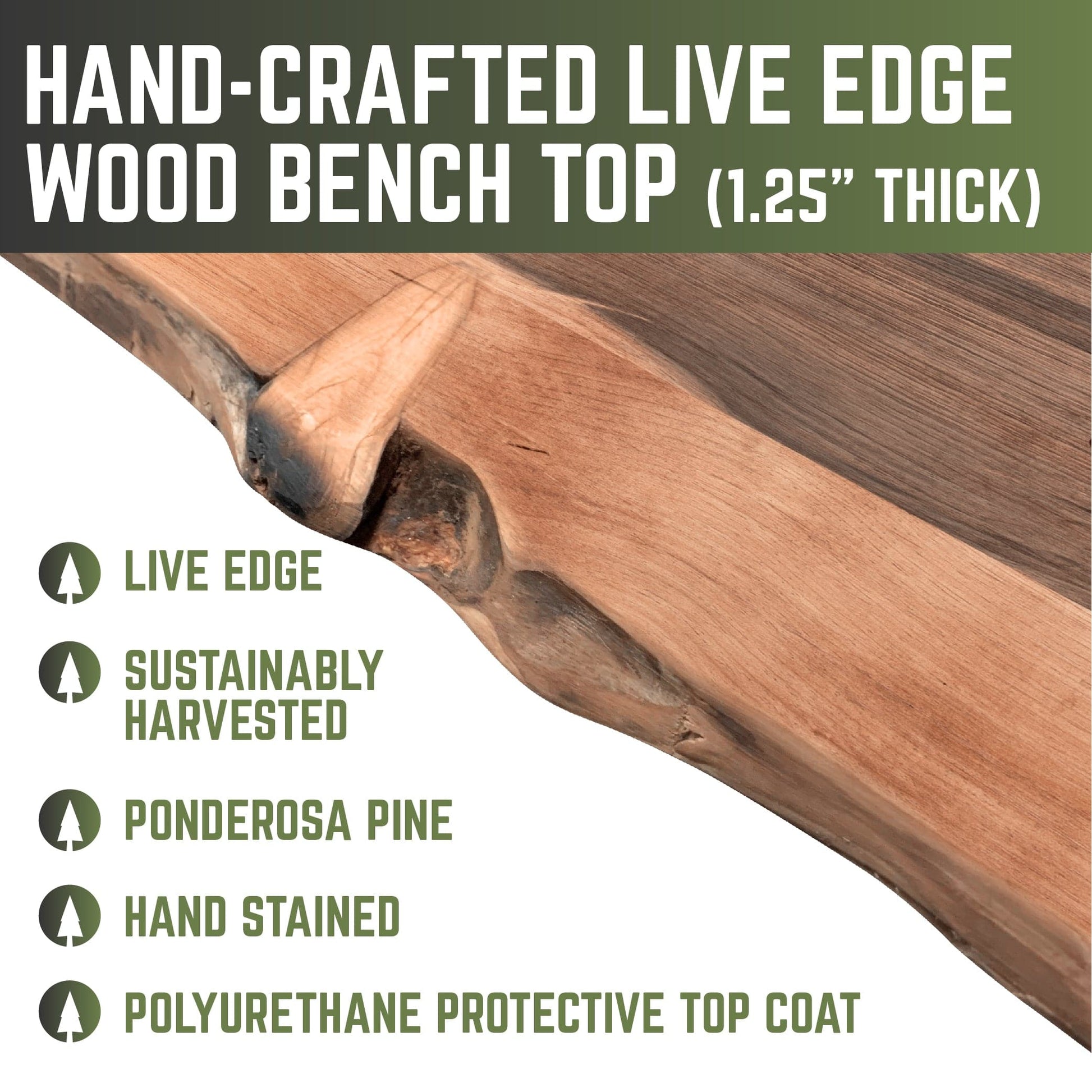 RESTORE Sunset Cedar Solid Live Edge Wood Accent Bench