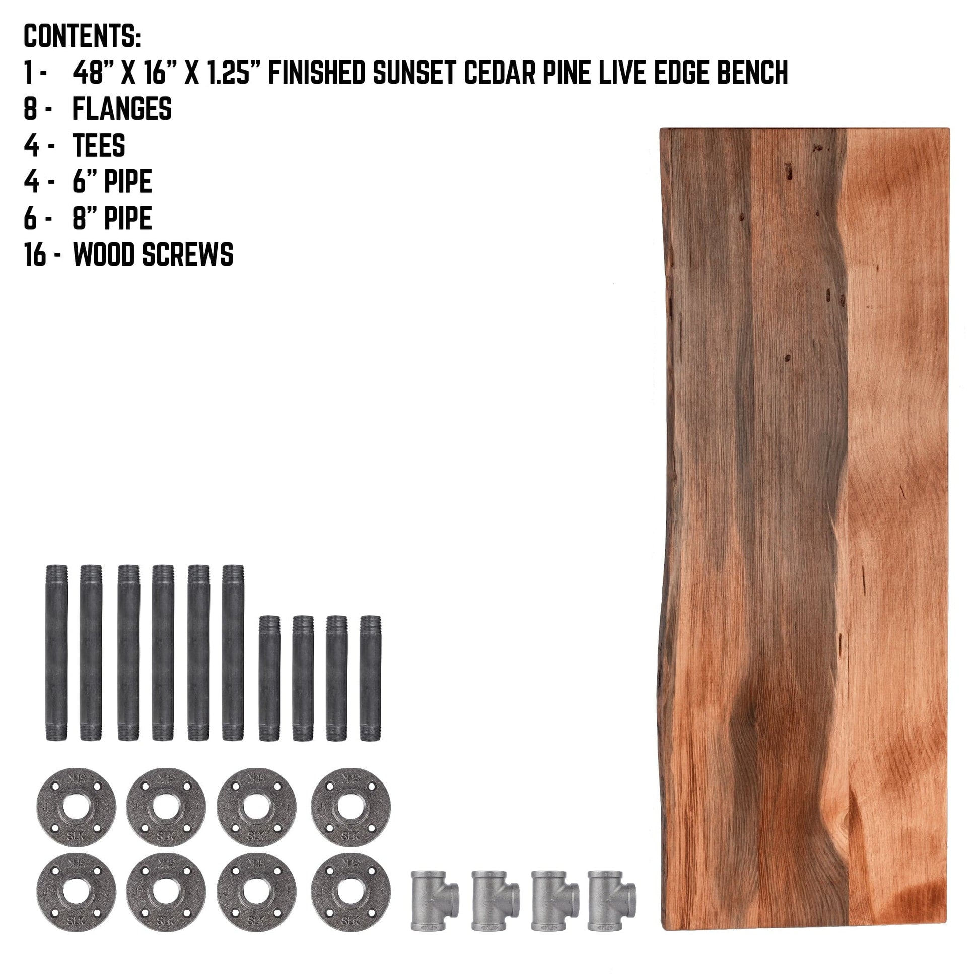 RESTORE Sunset Cedar Solid Live Edge Wood Accent Bench