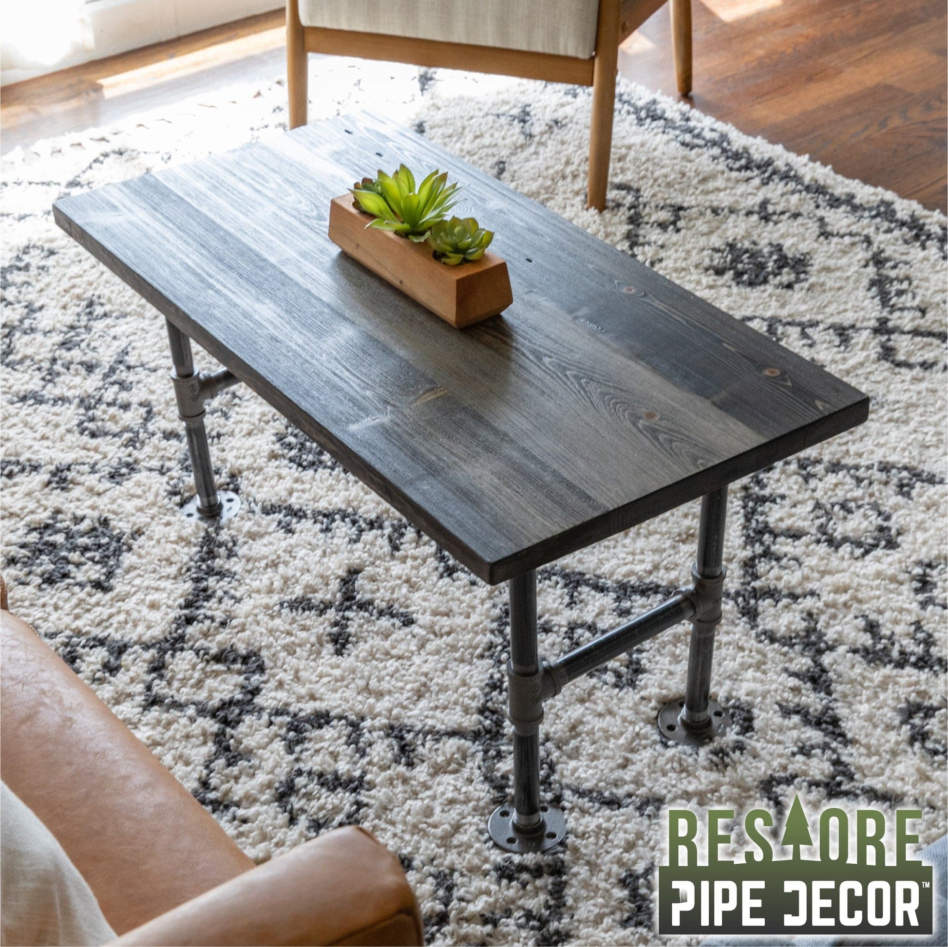 RESTORE Boulder Black Solid Wood Coffee Table