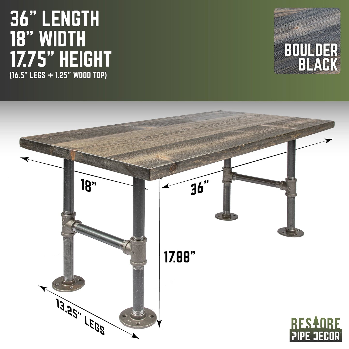 RESTORE Boulder Black Solid Wood Coffee Table