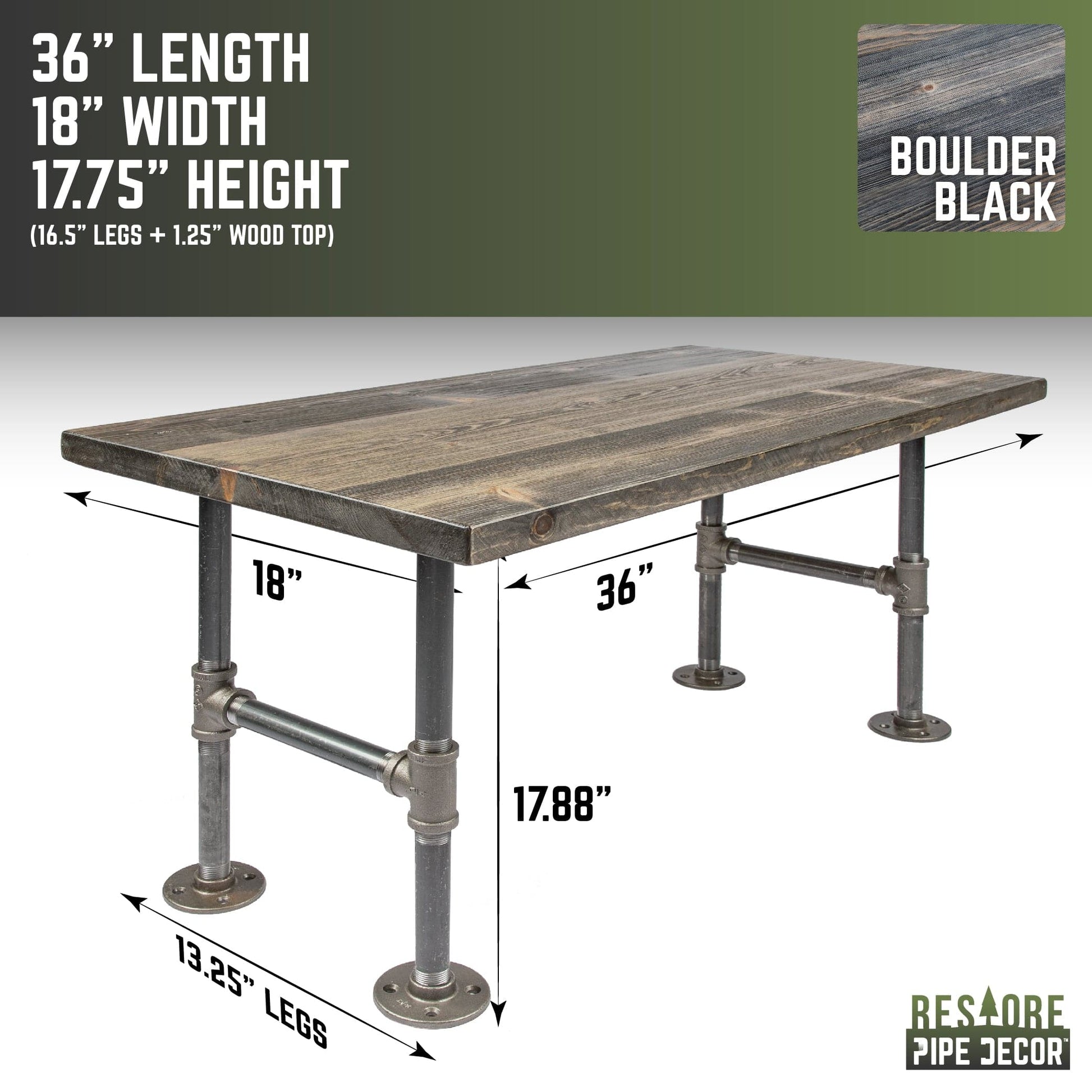 RESTORE Boulder Black Solid Wood Coffee Table