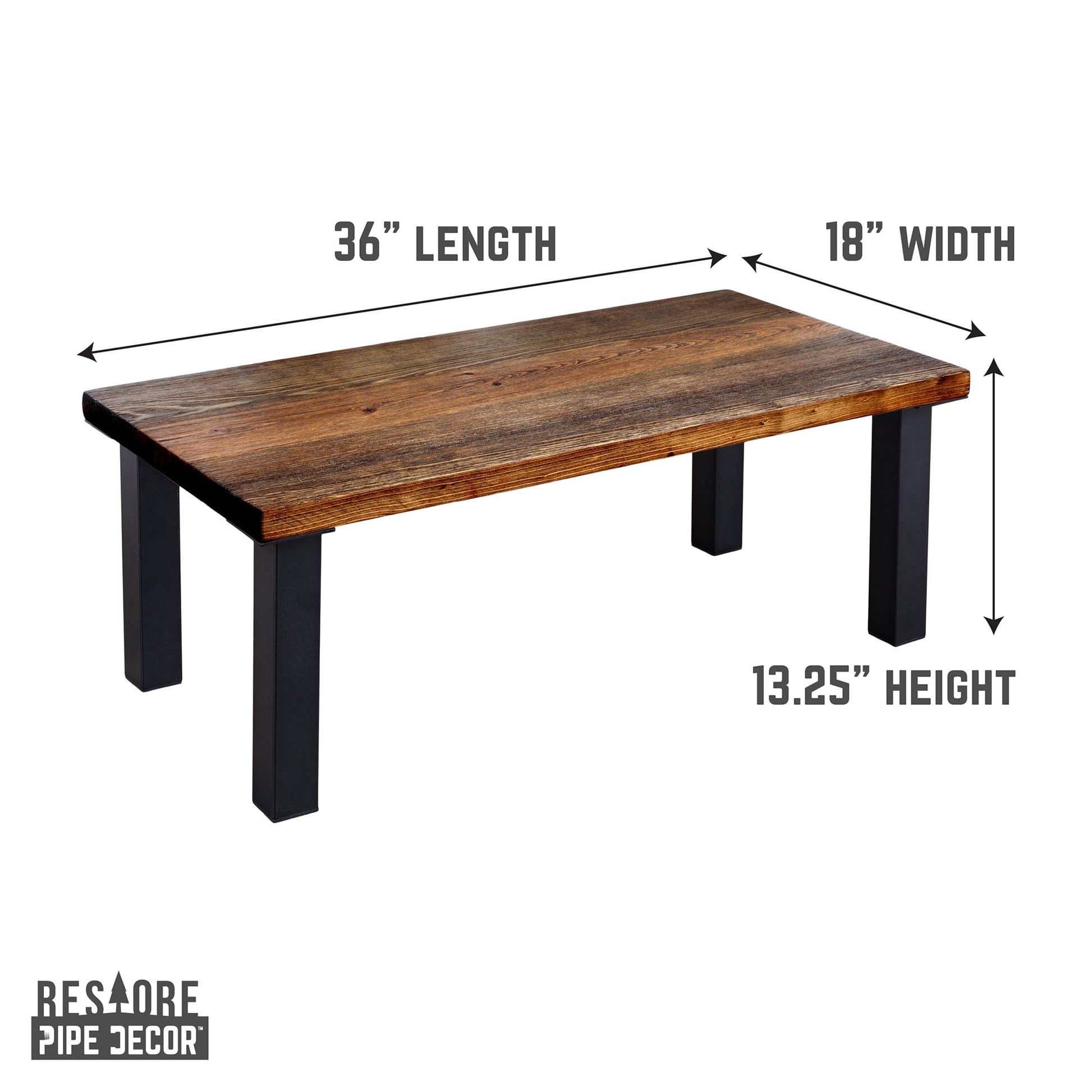 Skyline Boulder Black Solid Wood Coffee Table with 12 in. High-Rise Legs