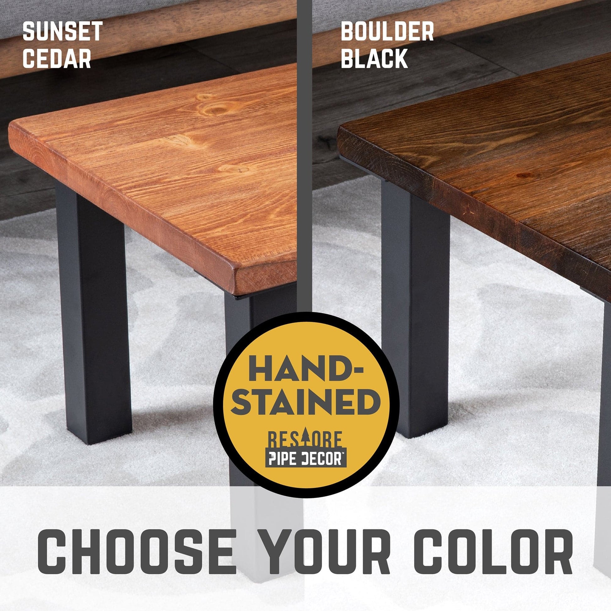 Skyline Boulder Black Solid Wood Coffee Table with 12 in. High-Rise Legs