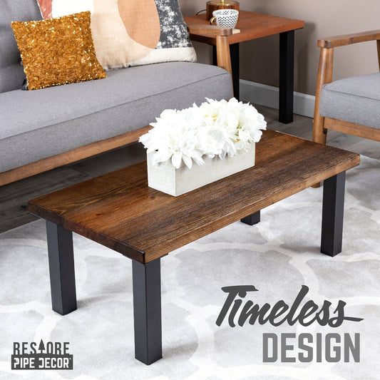 Skyline Boulder Black Solid Wood Coffee Table with 12 in. High-Rise Legs