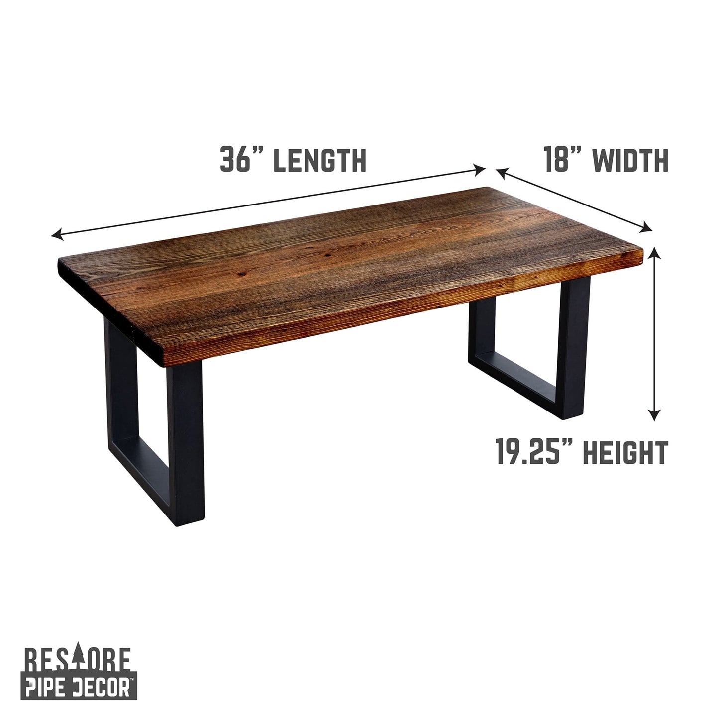 Skyline Boulder Black Solid Wood Coffee Table with 18 in. Landscape Legs