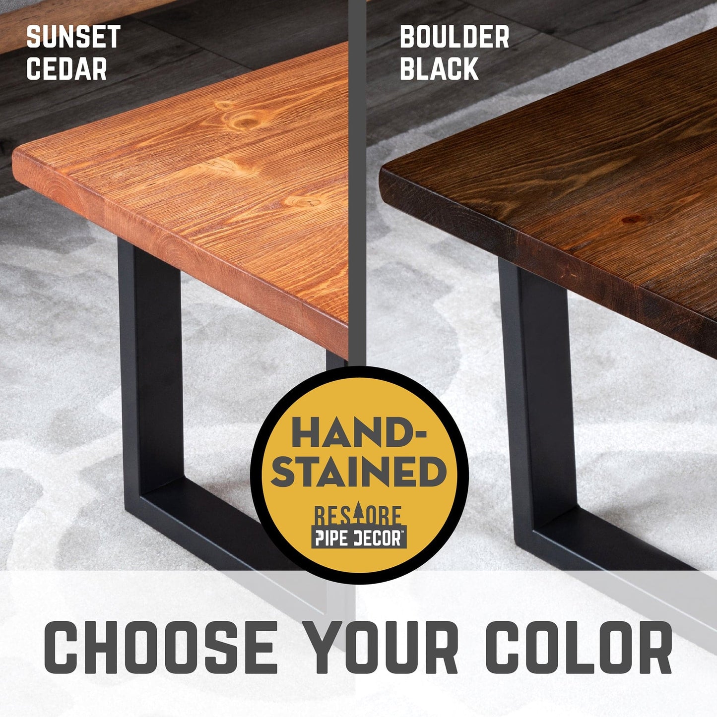 Skyline Boulder Black Solid Wood Coffee Table with 18 in. Landscape Legs