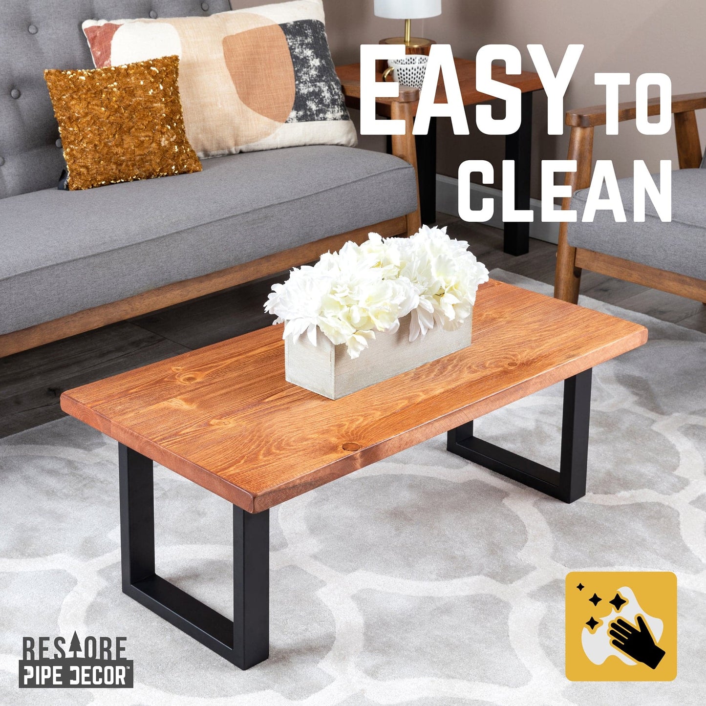 Skyline Sunset Cedar Solid Wood Coffee Table with 12 in. Landscape Legs