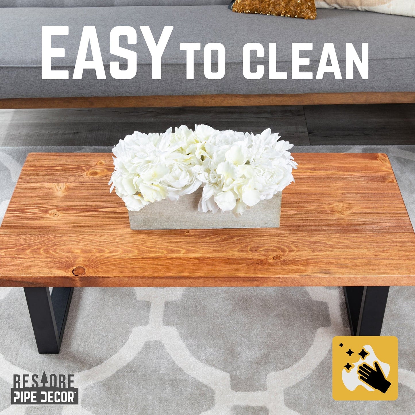 Skyline Sunset Cedar Solid Wood Coffee Table with 18 in. Landscape Legs