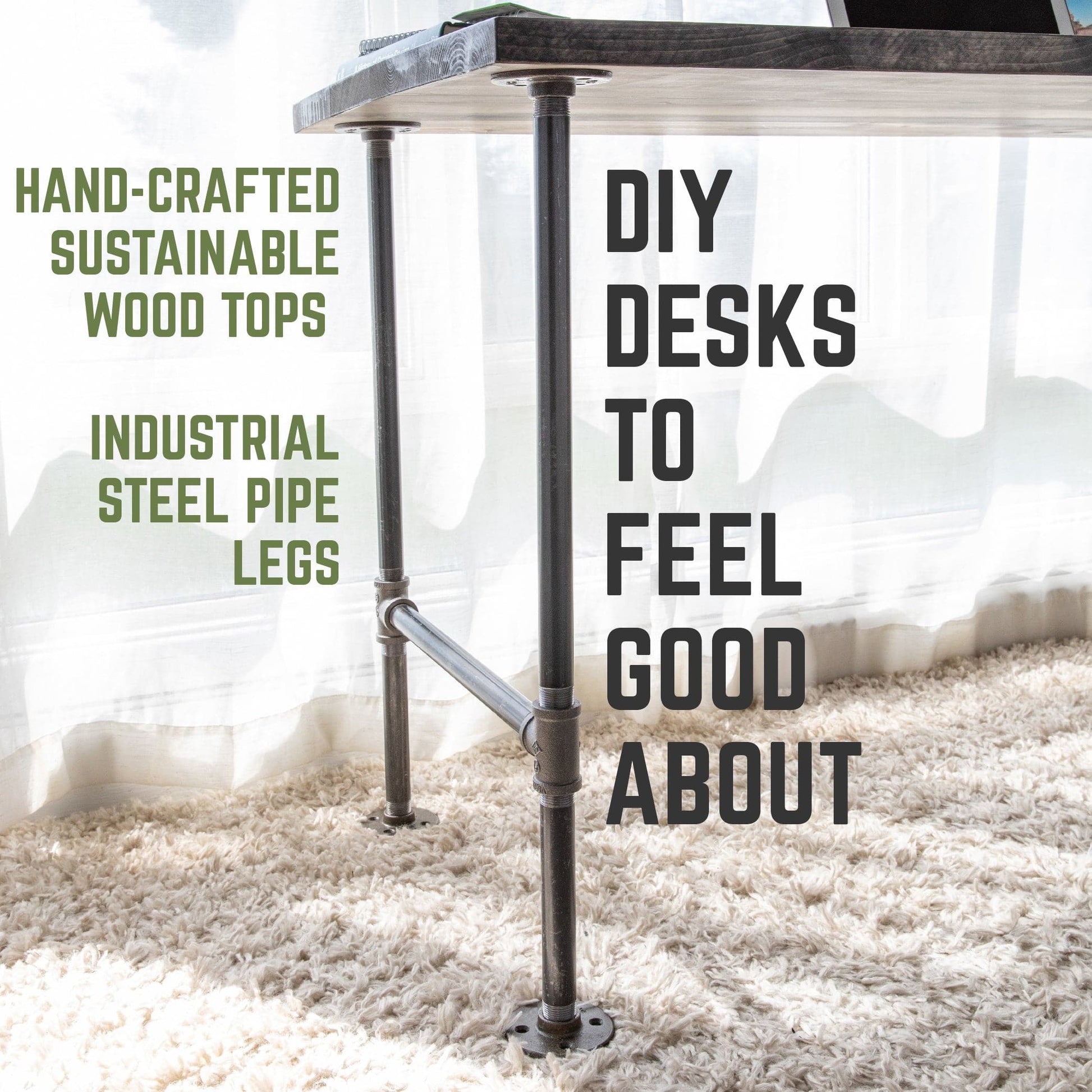 RESTORE Boulder Black Solid Wood Office Desk