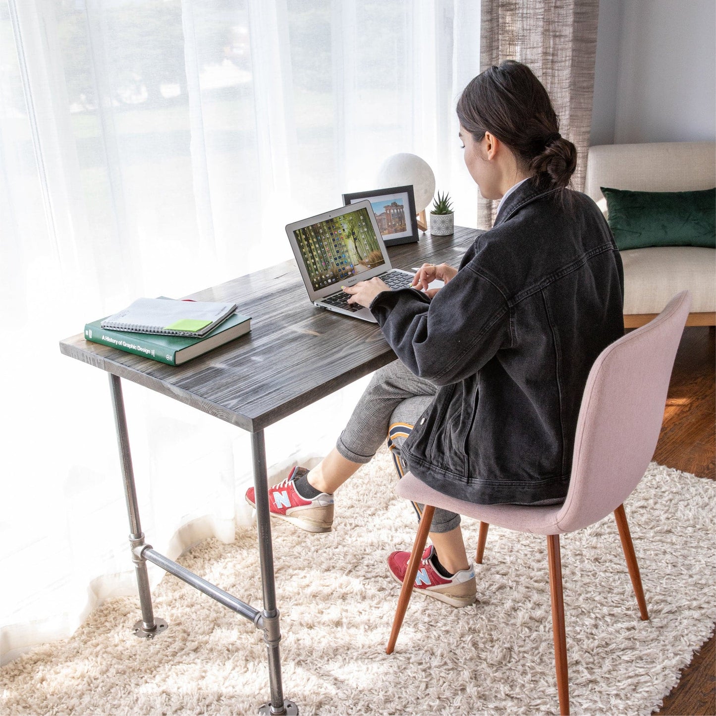 RESTORE Boulder Black Solid Wood Office Desk
