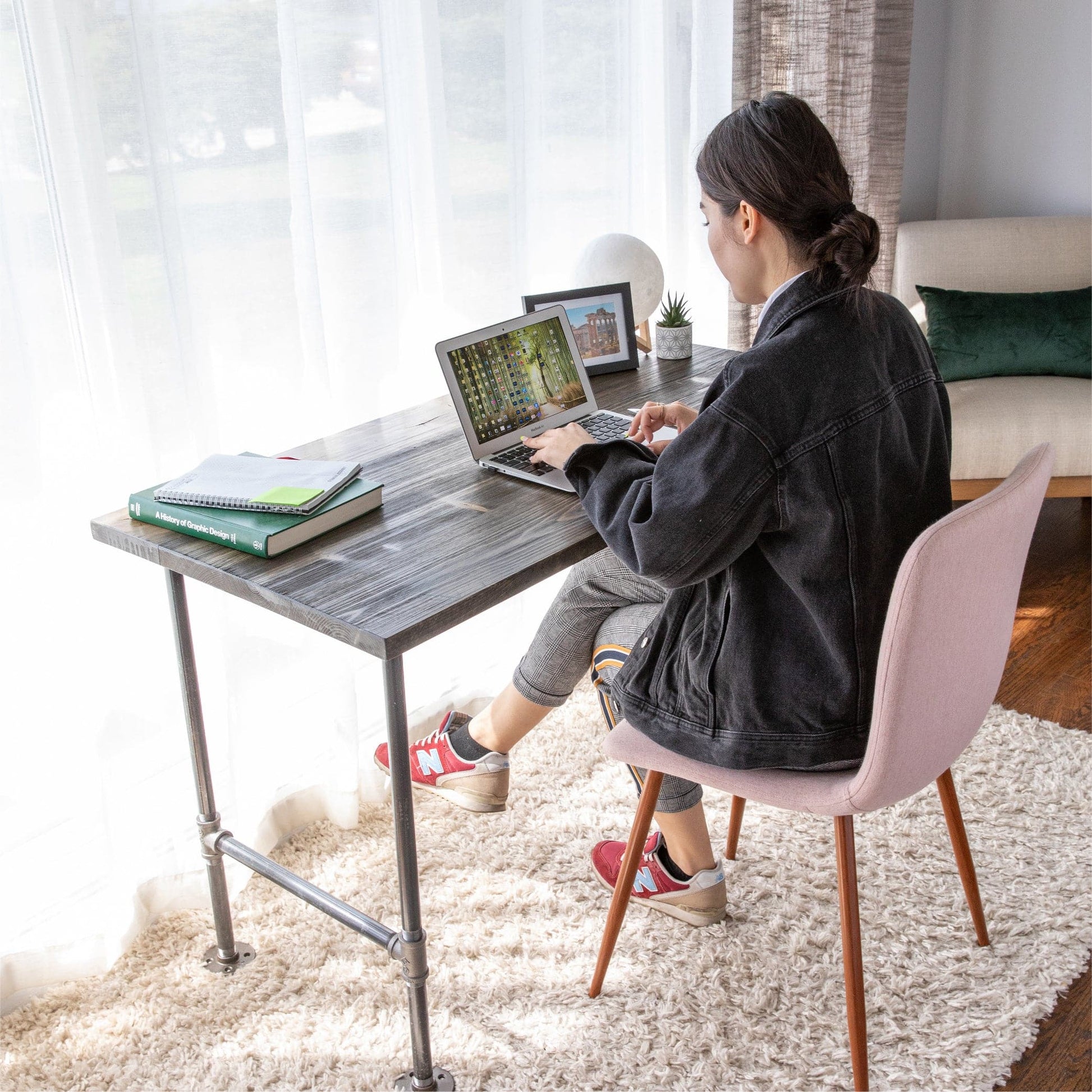 RESTORE Boulder Black Solid Wood Office Desk