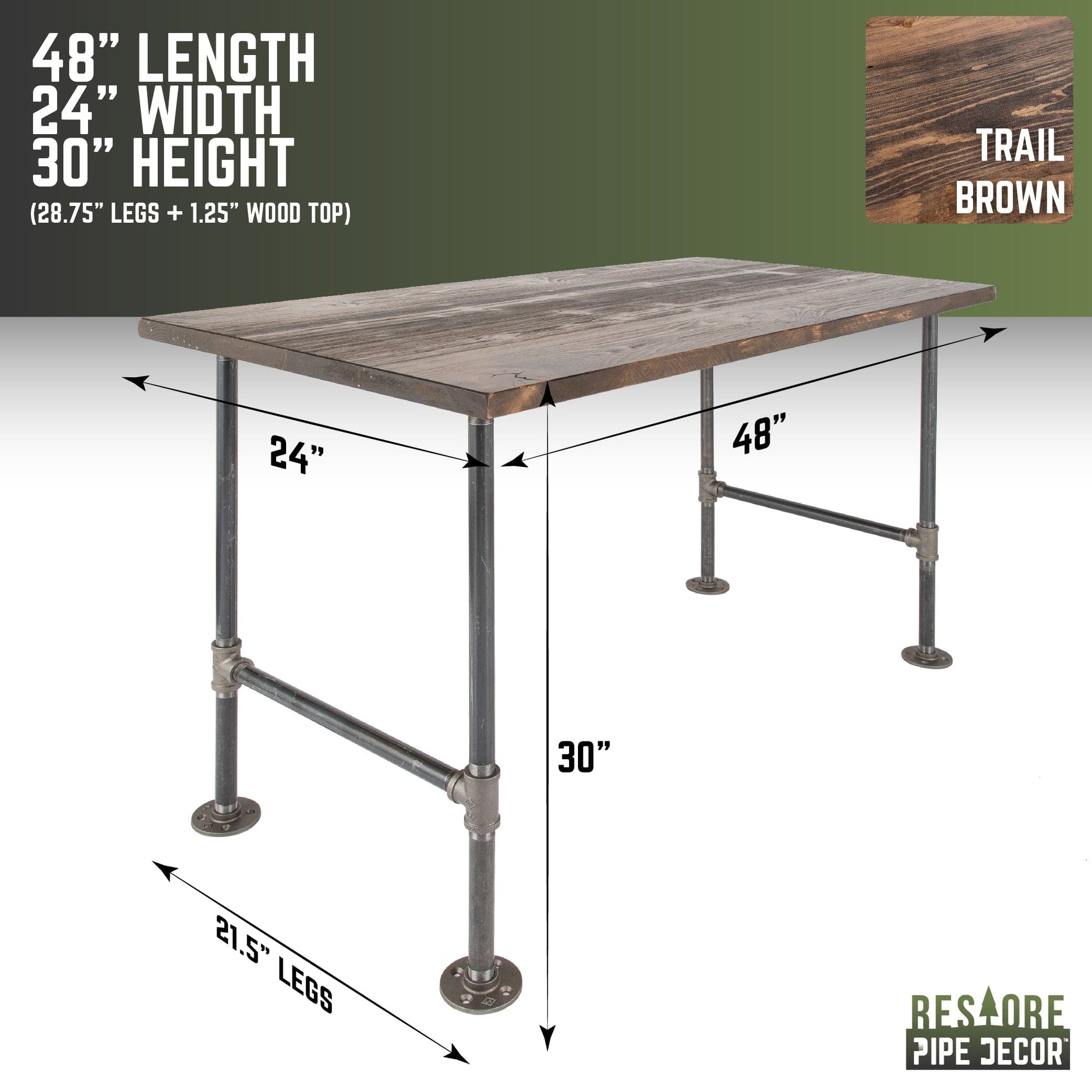 RESTORE Trail Brown Solid Wood Office Desk