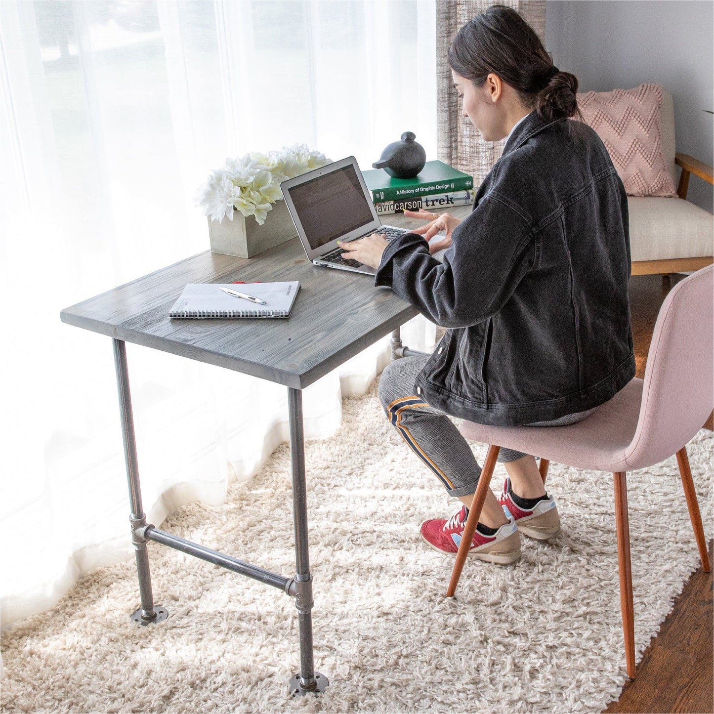 RESTORE Riverstone Grey Solid Wood Office Desk