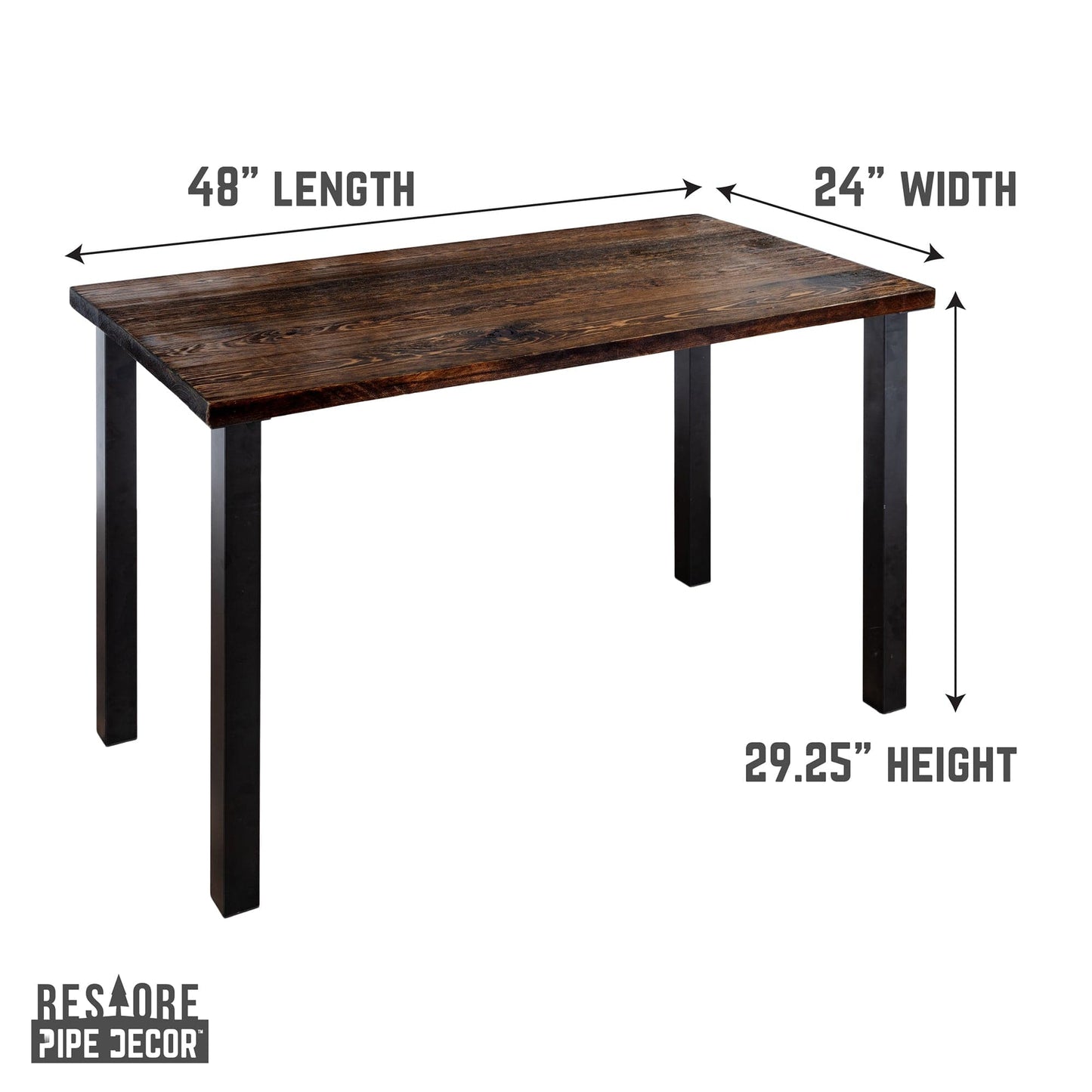 Skyline Boulder Black Solid Wood Desk with 28 in. High-Rise Legs