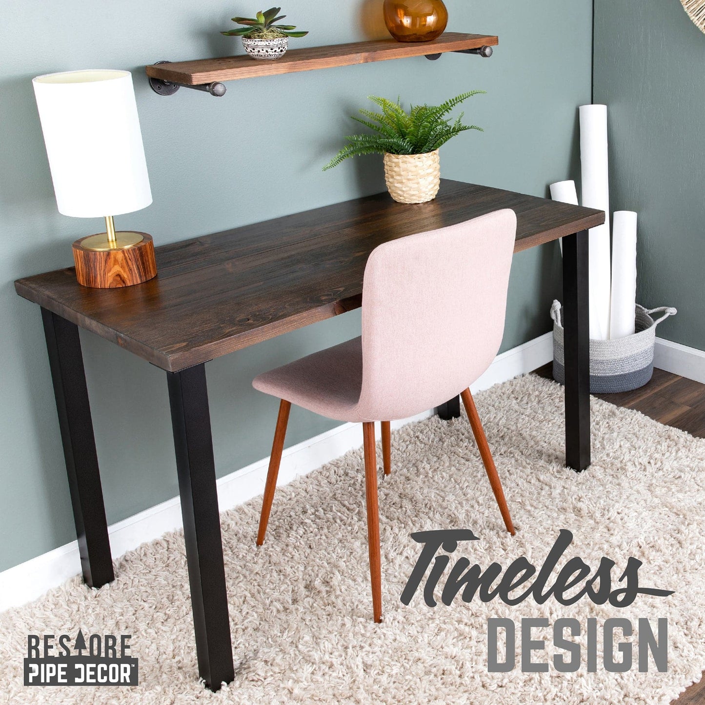 Skyline Boulder Black Solid Wood Desk with 28 in. High-Rise Legs