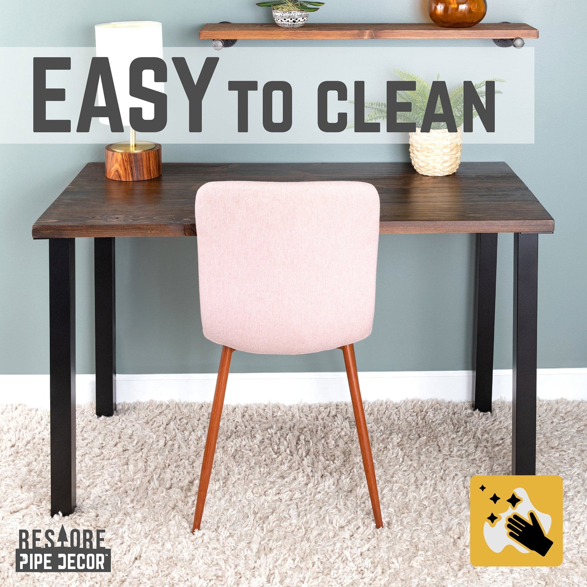 Skyline Boulder Black Solid Wood Desk with 28 in. High-Rise Legs