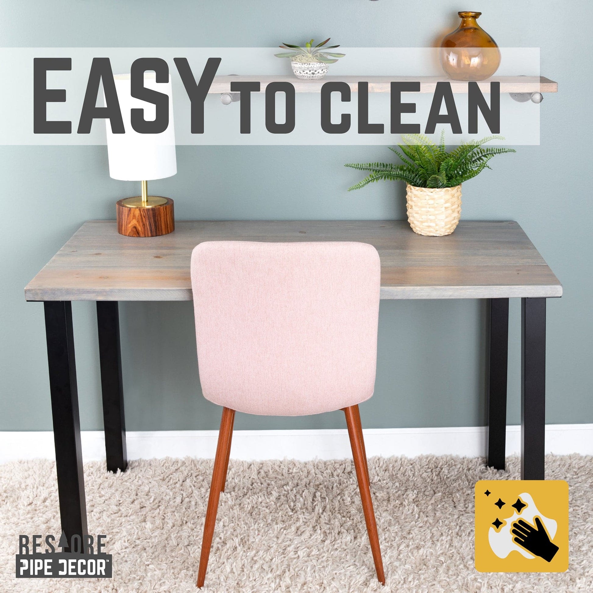 Skyline Riverstone Grey Solid Wood Desk with 28 in. High-Rise Legs