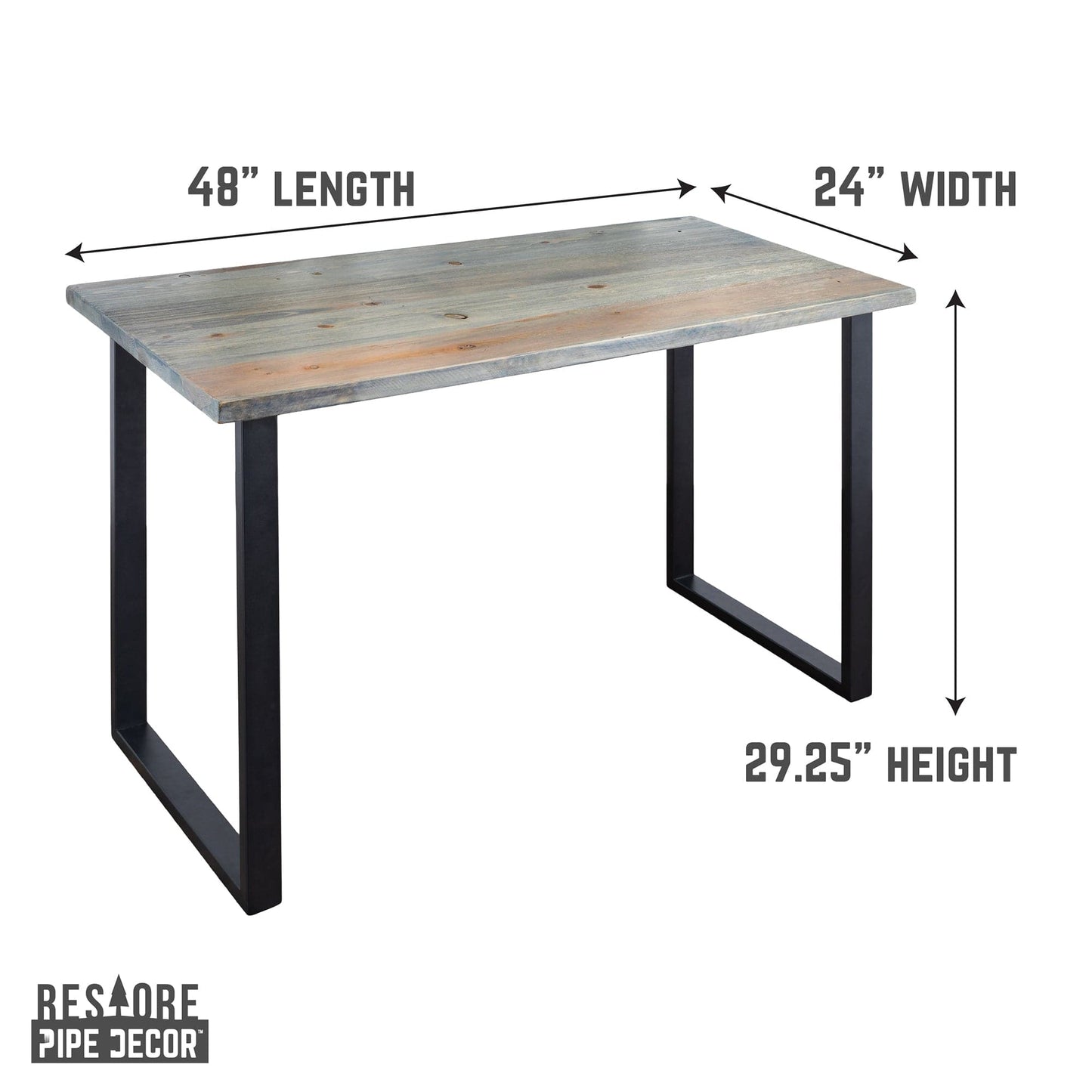 Skyline Riverstone Grey Solid Wood Desk with 28 in. Landscape Legs