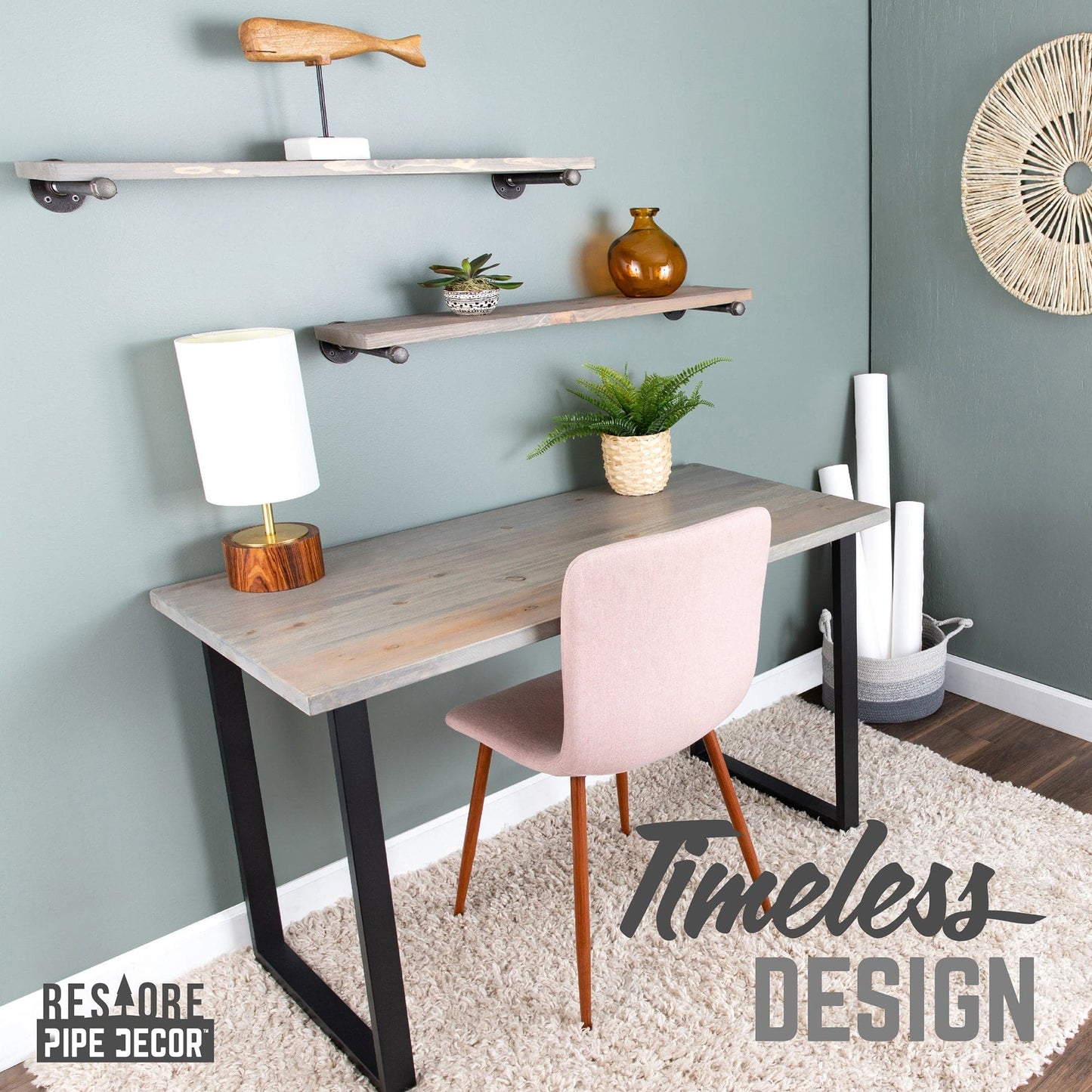 Skyline Riverstone Grey Solid Wood Desk with 28 in. Landscape Legs