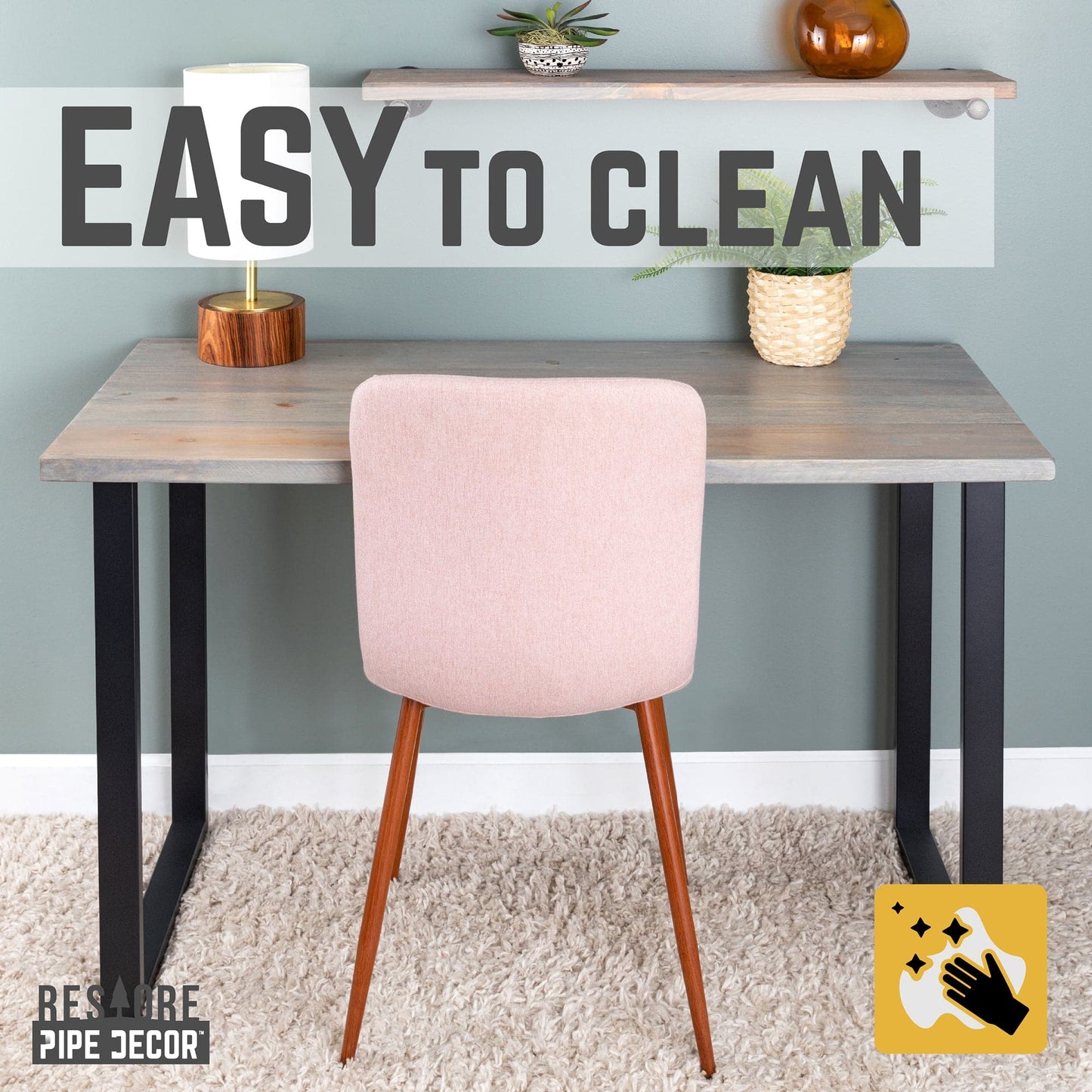 Skyline Riverstone Grey Solid Wood Desk with 28 in. Landscape Legs