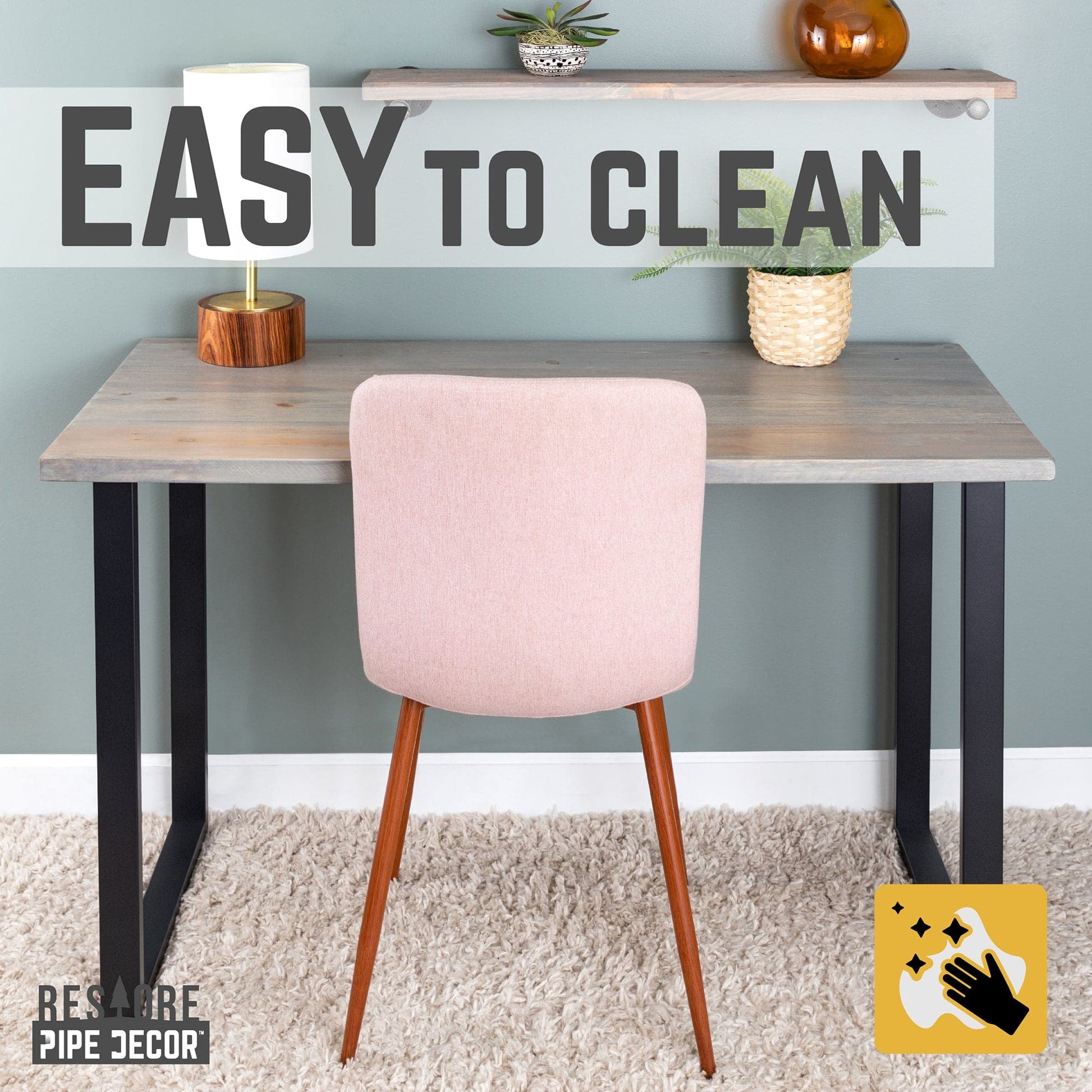 Skyline Riverstone Grey Solid Wood Desk with 28 in. Landscape Legs