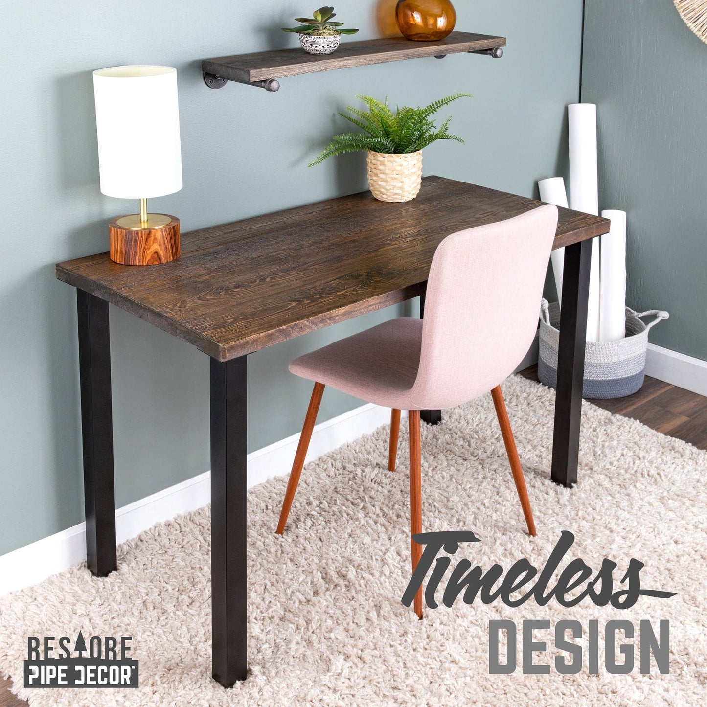 Skyline Trail Brown Solid Wood Desk with 28 in. High-Rise Legs