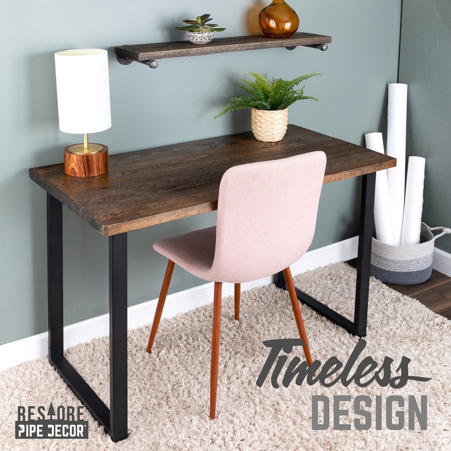 Skyline Trail Brown Solid Wood Desk with 28 in. Landscape Legs