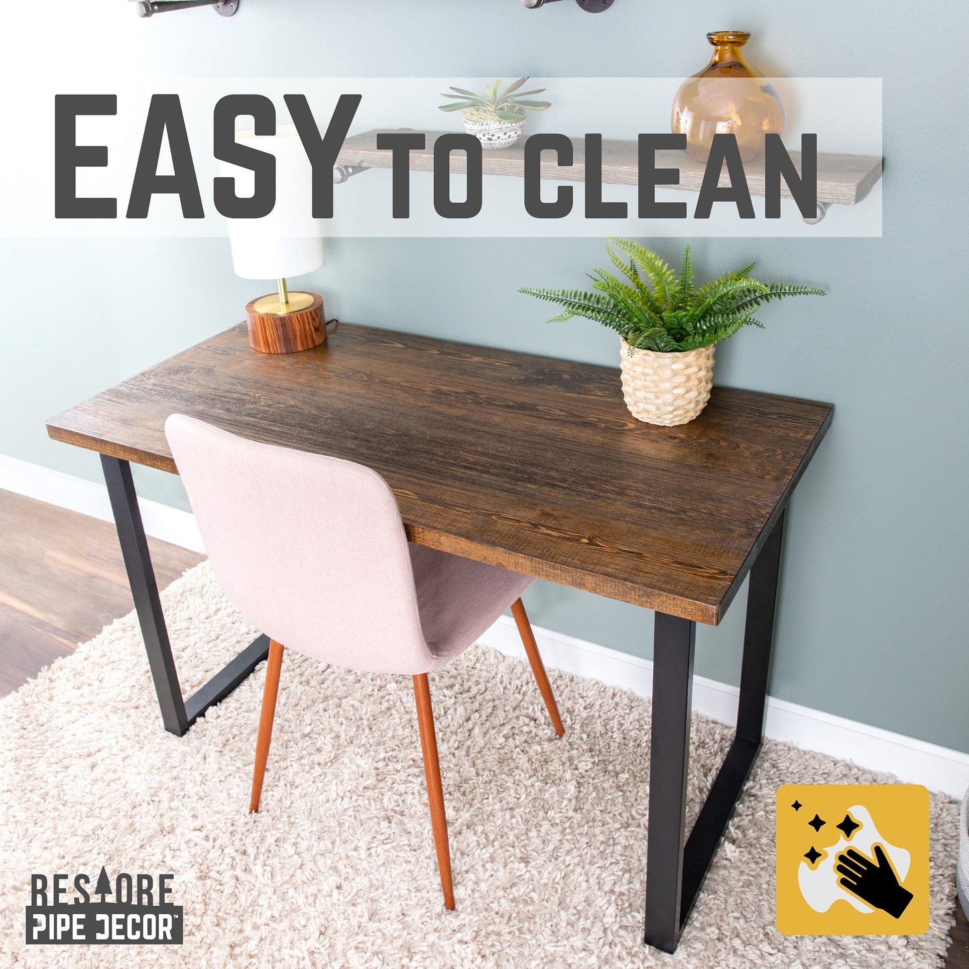 Skyline Trail Brown Solid Wood Desk with 28 in. Landscape Legs